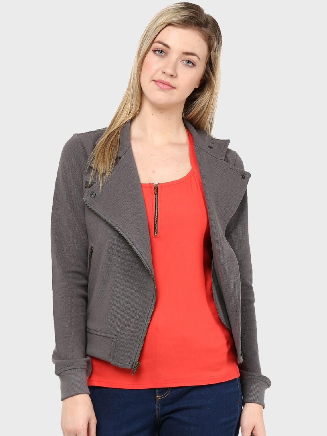 hypernation women solid cotton long sleeves tailored jacket