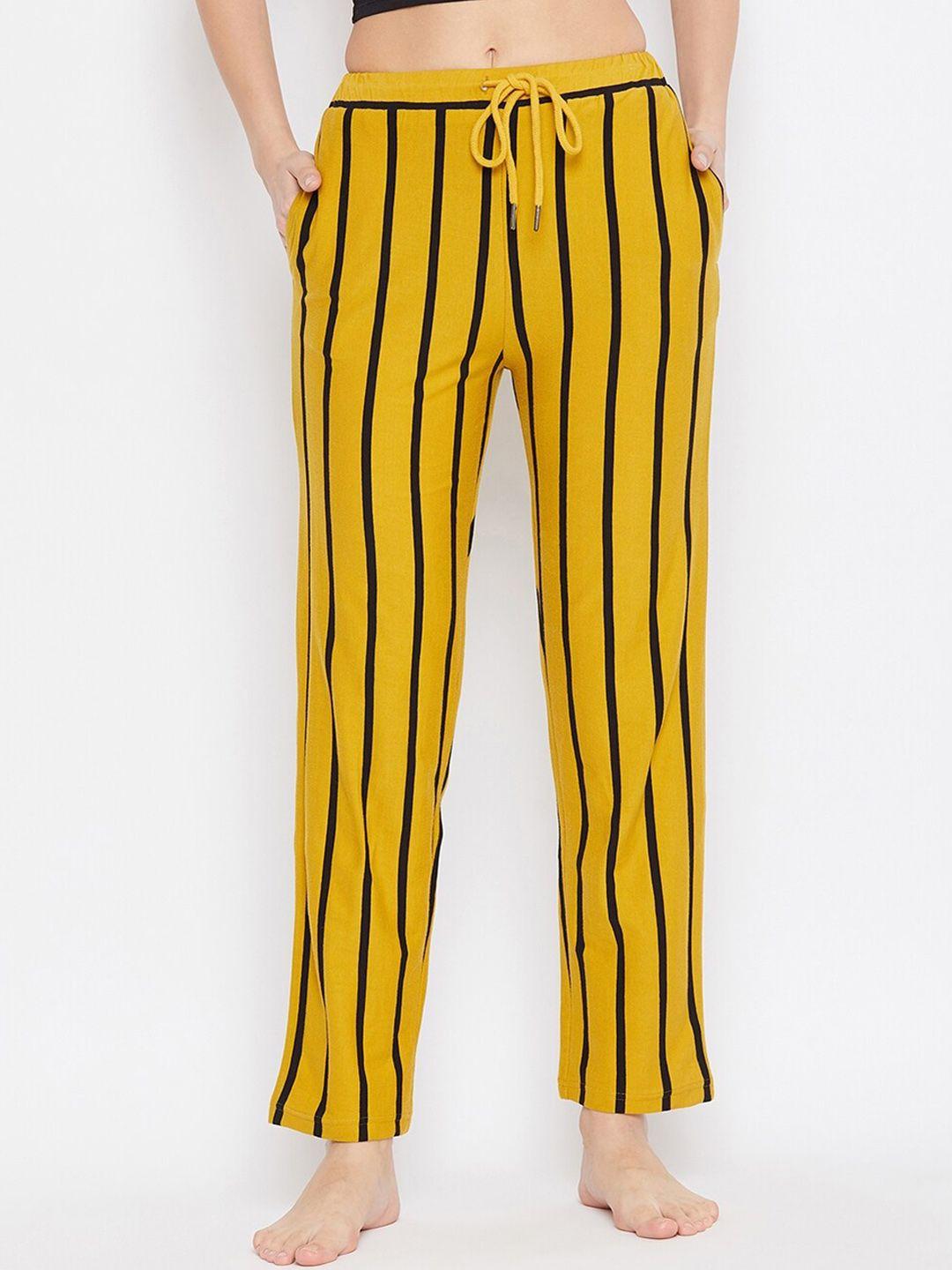 hypernation women striped pure cotton lounge pants