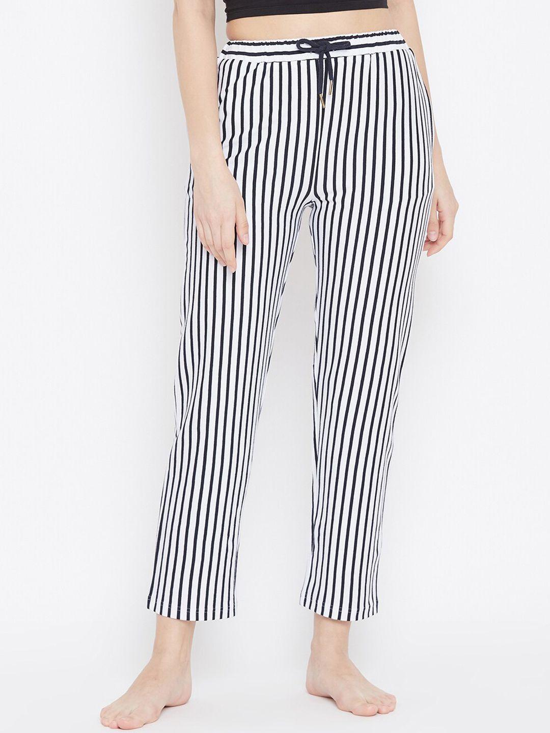 hypernation women striped pure cotton lounge pants