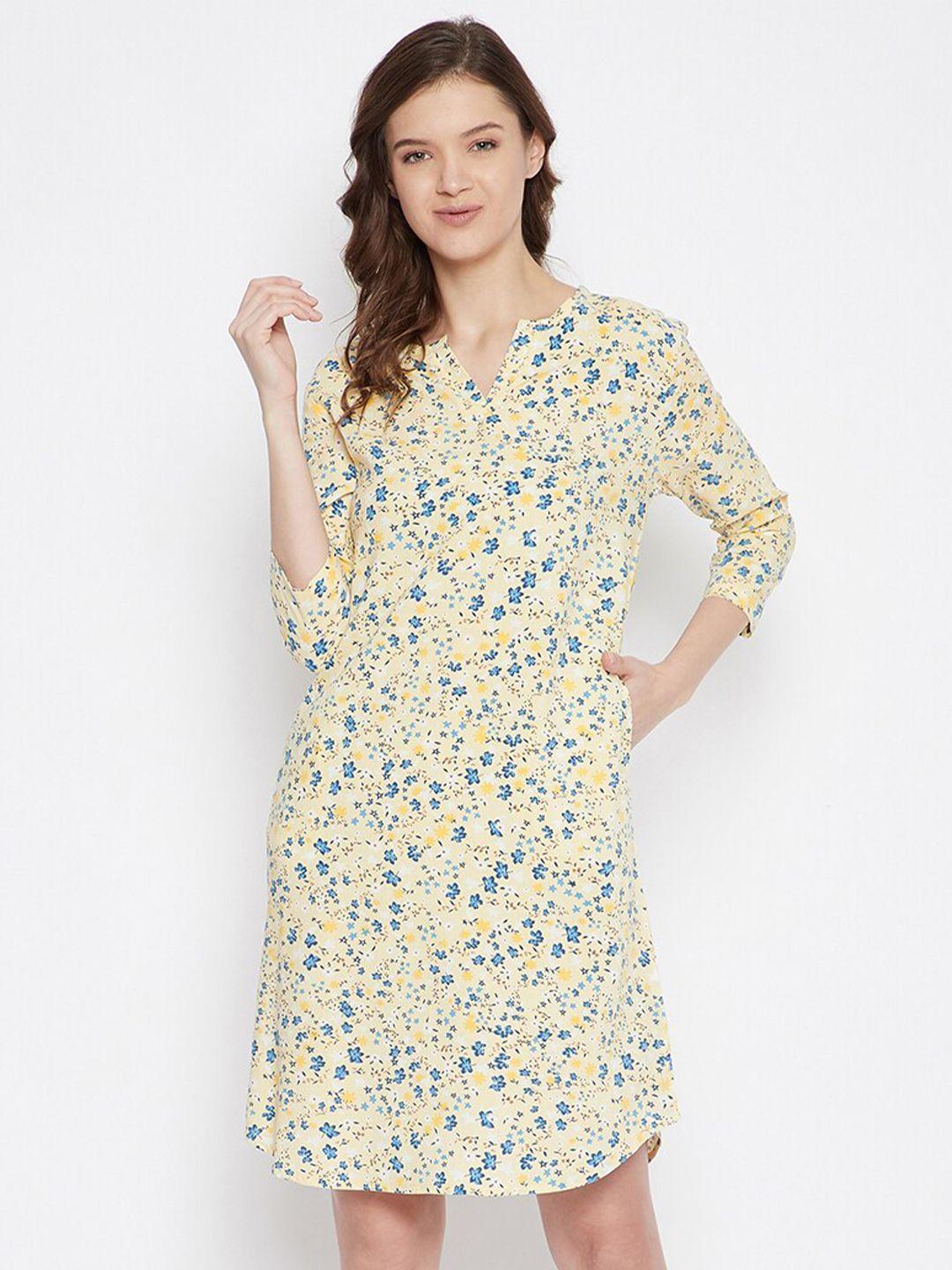 hypernation women yellow printed nightdress