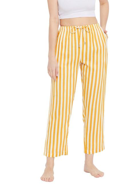 hypernation yellow & white striped lounge pants