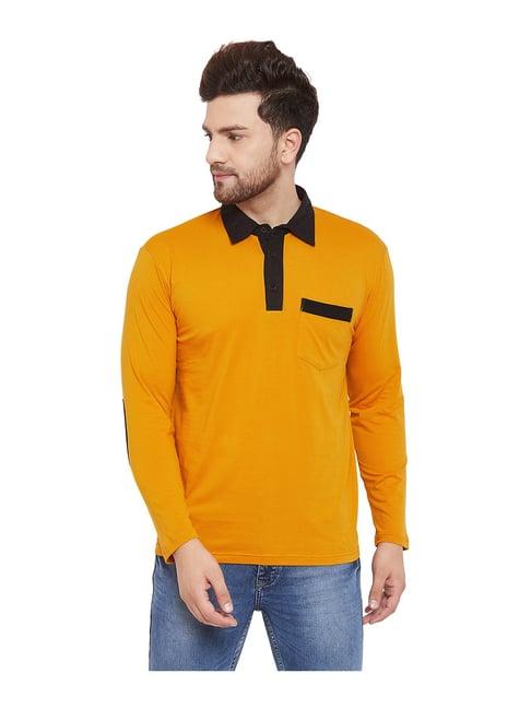 hypernation yellow cotton regular fit polo t-shirt