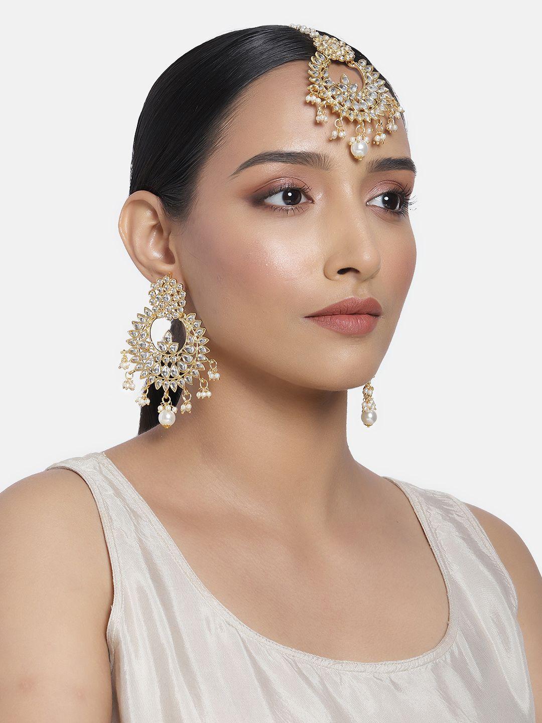 i jewels gold plated kundan & pearl studded handcrafted jewellery set