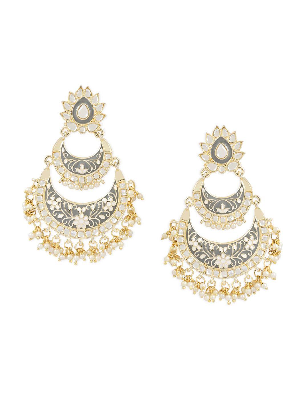 i jewels gold-plated contemporary chandbalis earrings