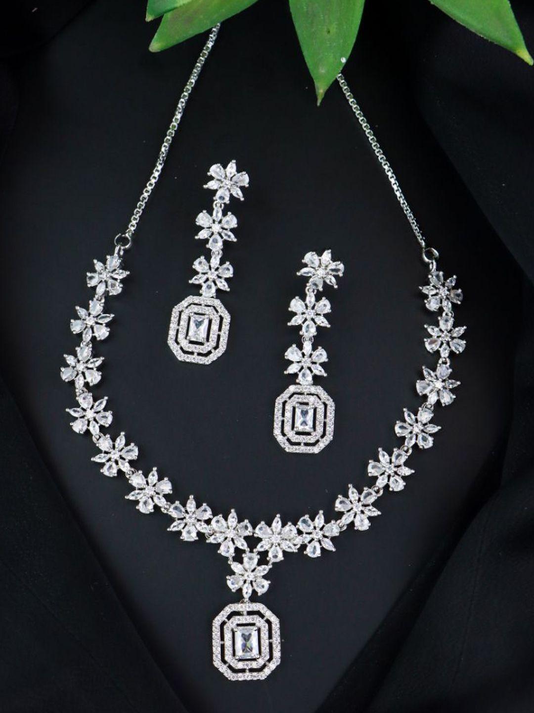 i jewels silver-plated ad studded jewellery set