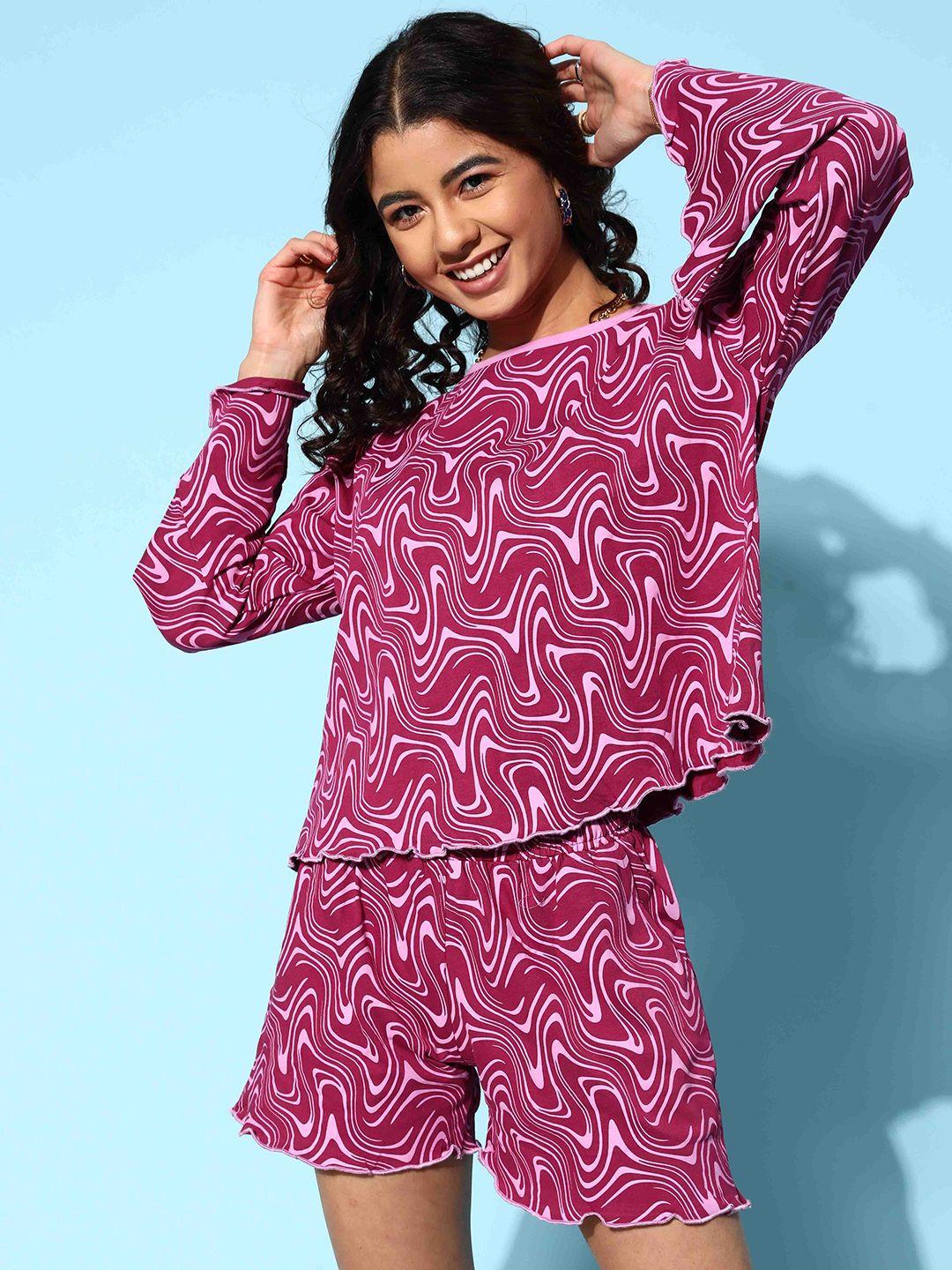 i like me graphic printed pure cotton night suit