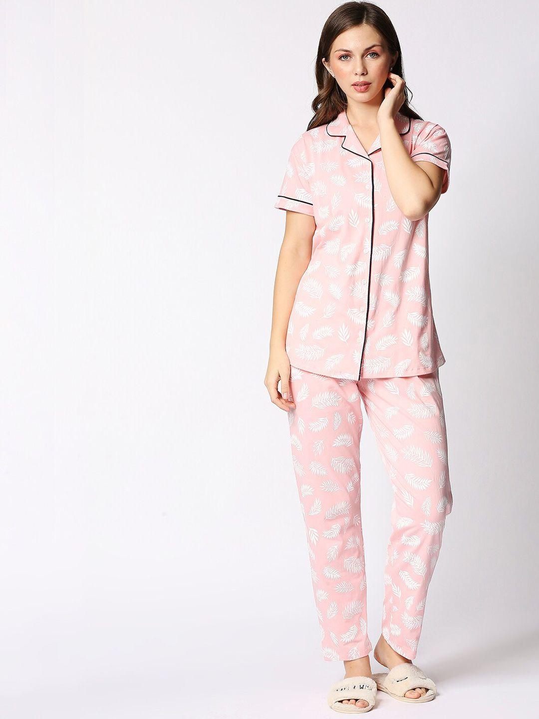 i like me tropical printed pure cotton night suit