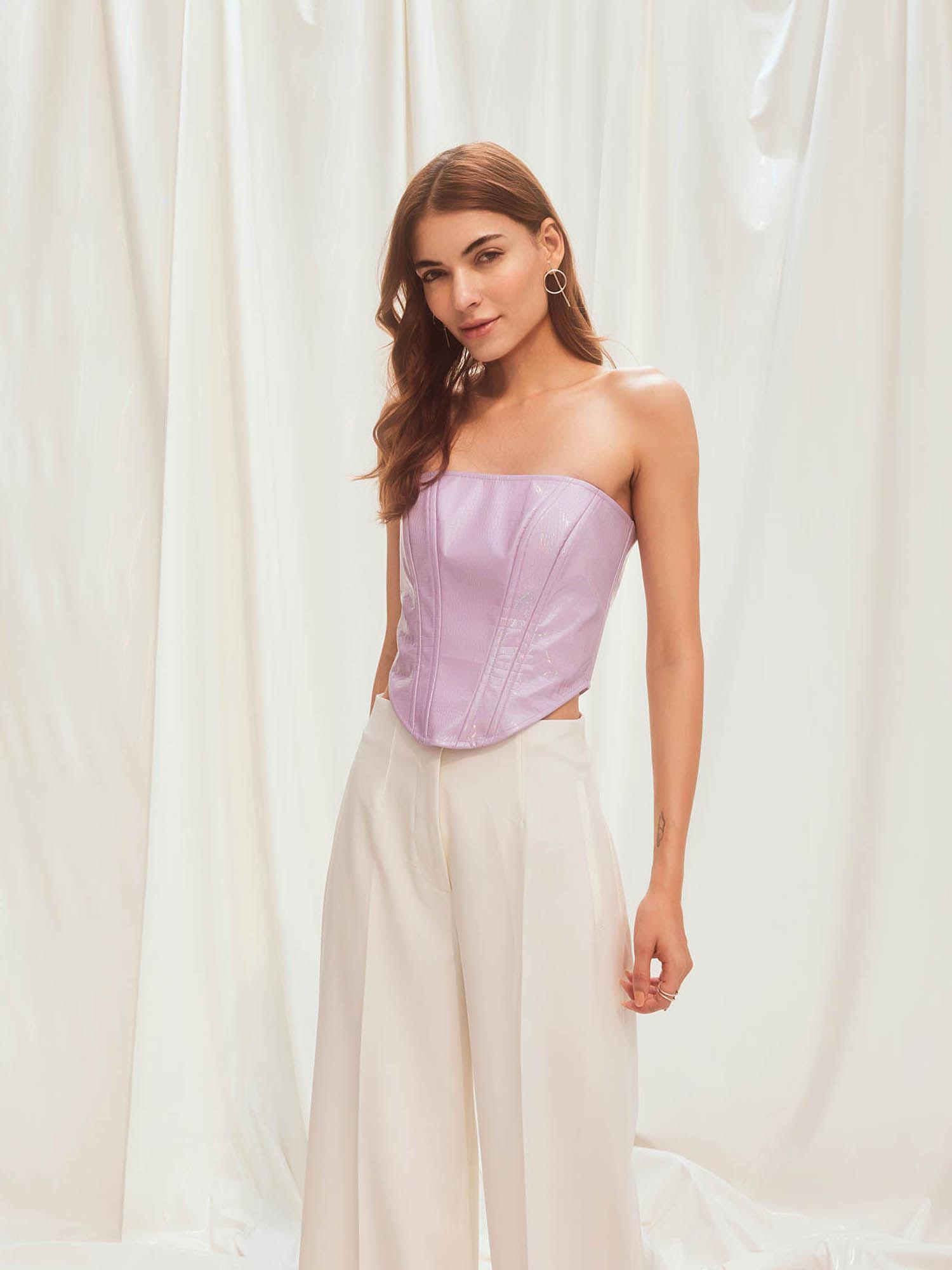 i am blushing lavender solid crop top