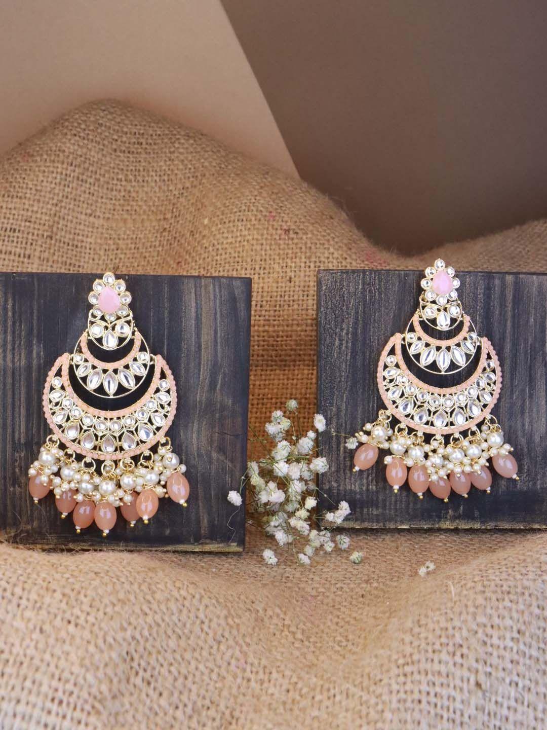 i jewels crescent shaped chandbalis earrings