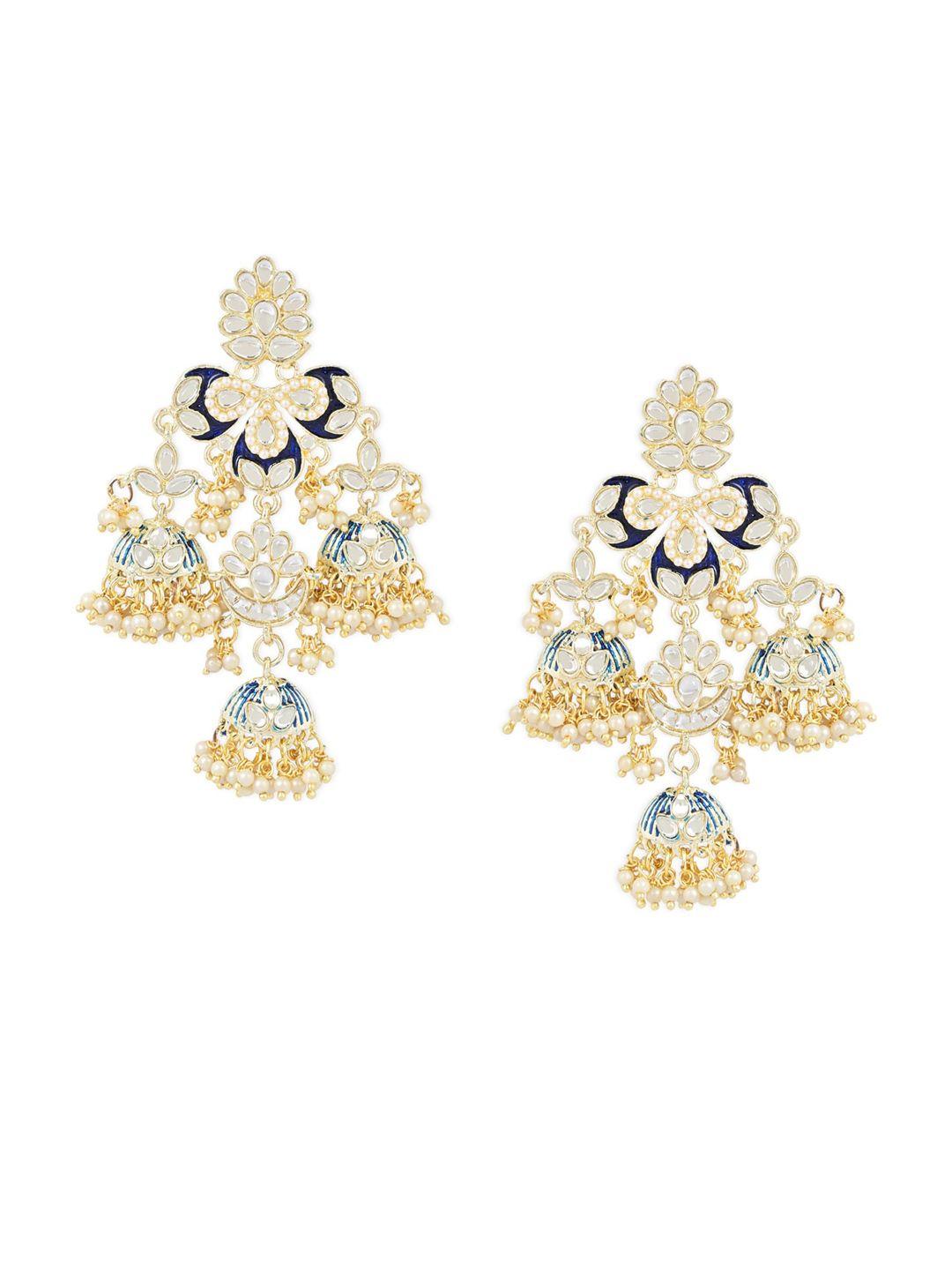 i jewels gold-plated contemporary jhumkas earrings