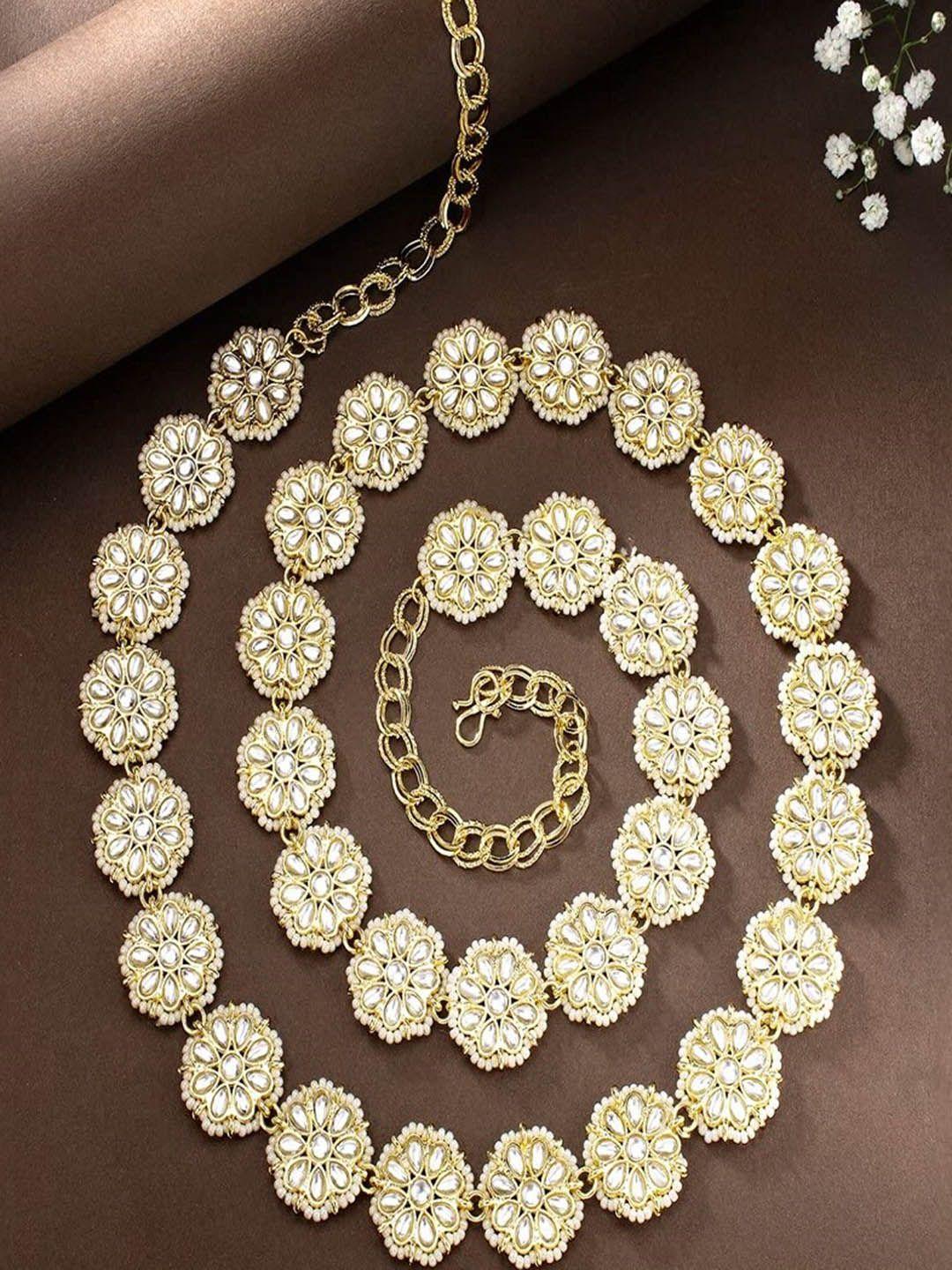 i jewels gold-plated kundan-studded adjustable kamarbandh