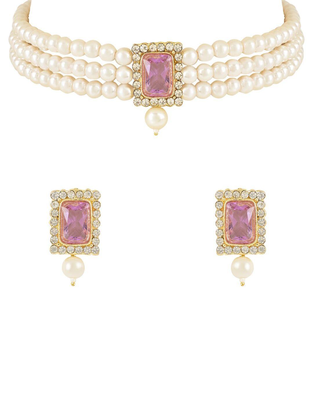 i jewels gold plated pearl beaded jewellery set