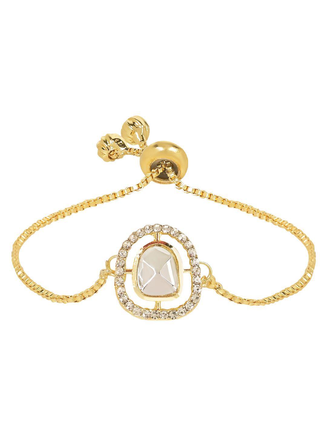 i jewels gold-plated stone studded charm bracelet