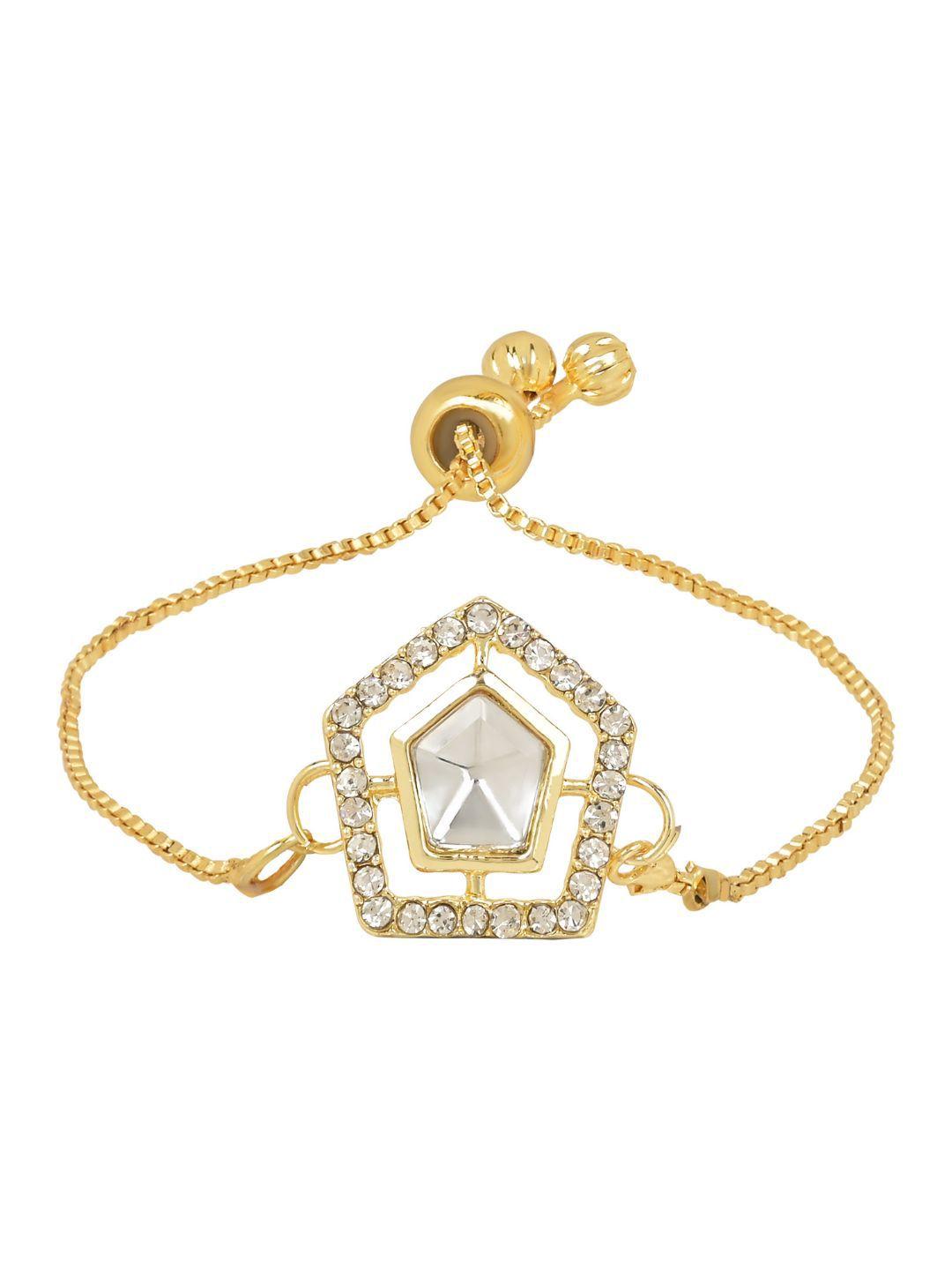 i jewels gold-plated stone studded charm bracelet
