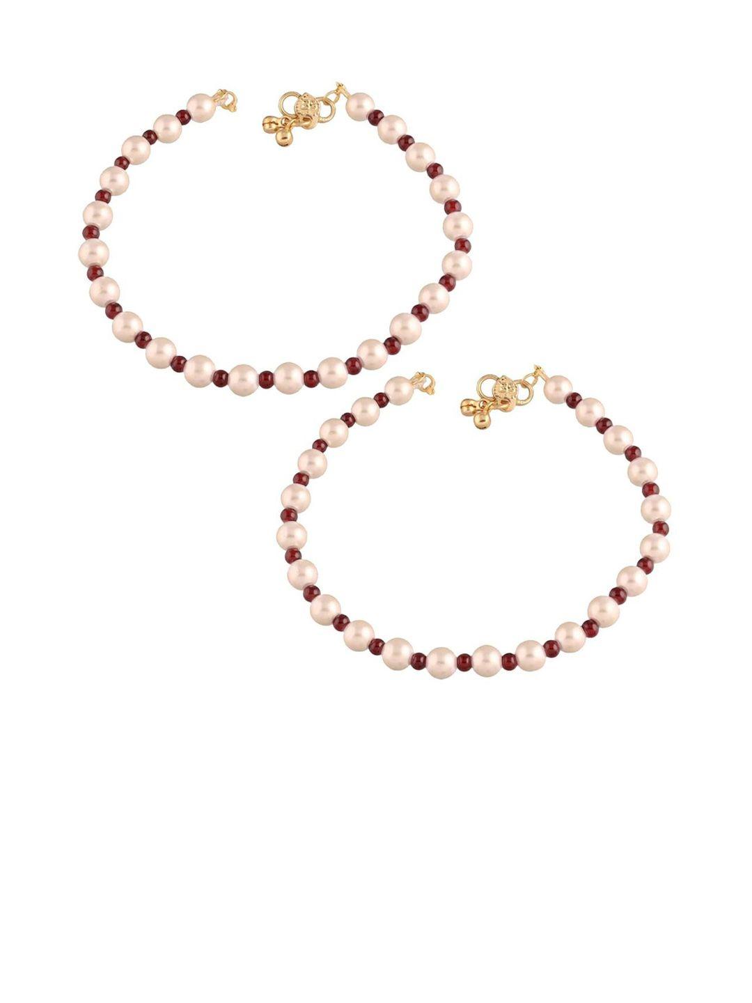 i jewels set of 2 gold plated beaded anklets