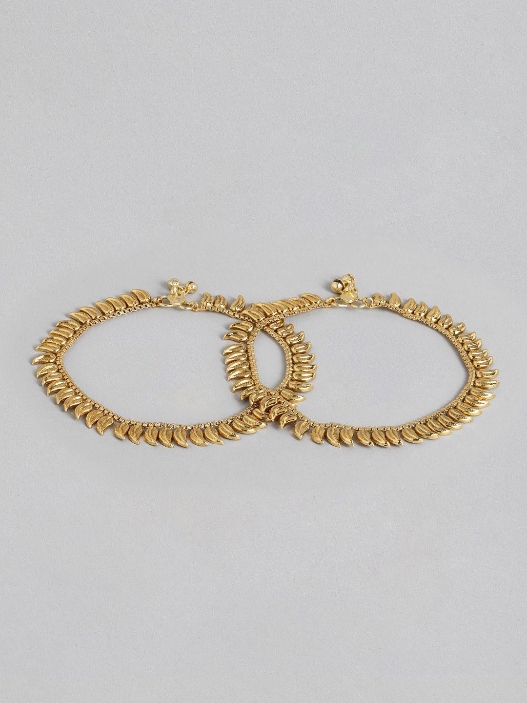 i jewels set of 2 gold-plated ghungroo anklets