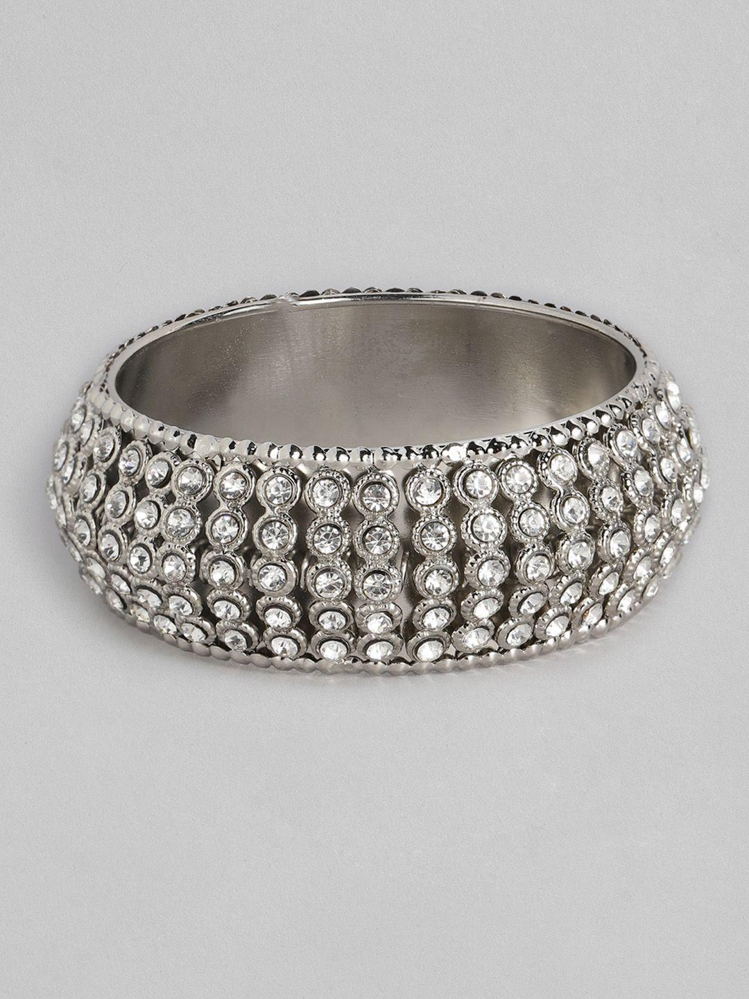 i jewels silver-plated handcrafted stone studded bangle
