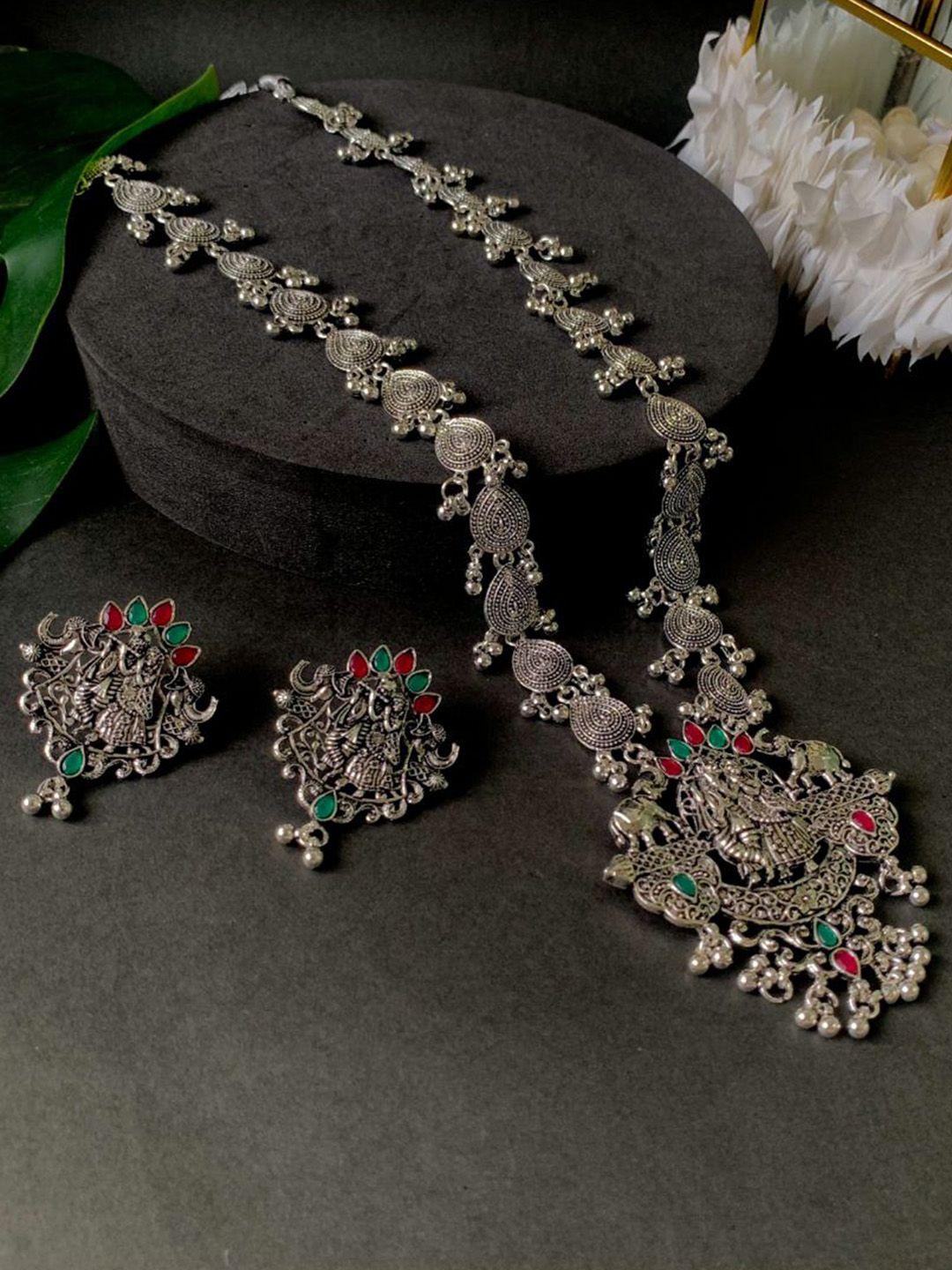 i jewels silver-plated radha krishna jewellery set