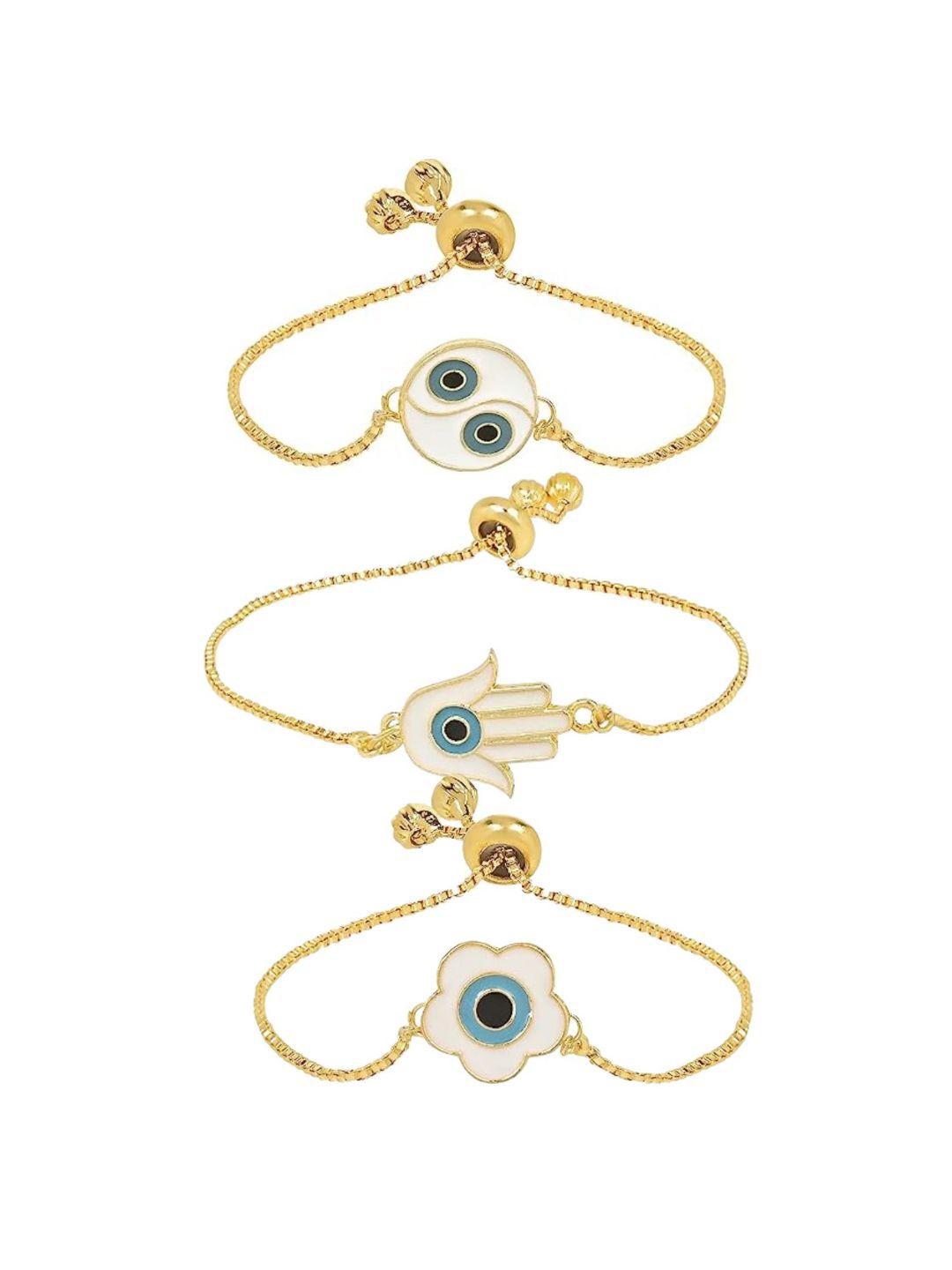 i jewels women 3 gold-toned & white gold-plated charm bracelet