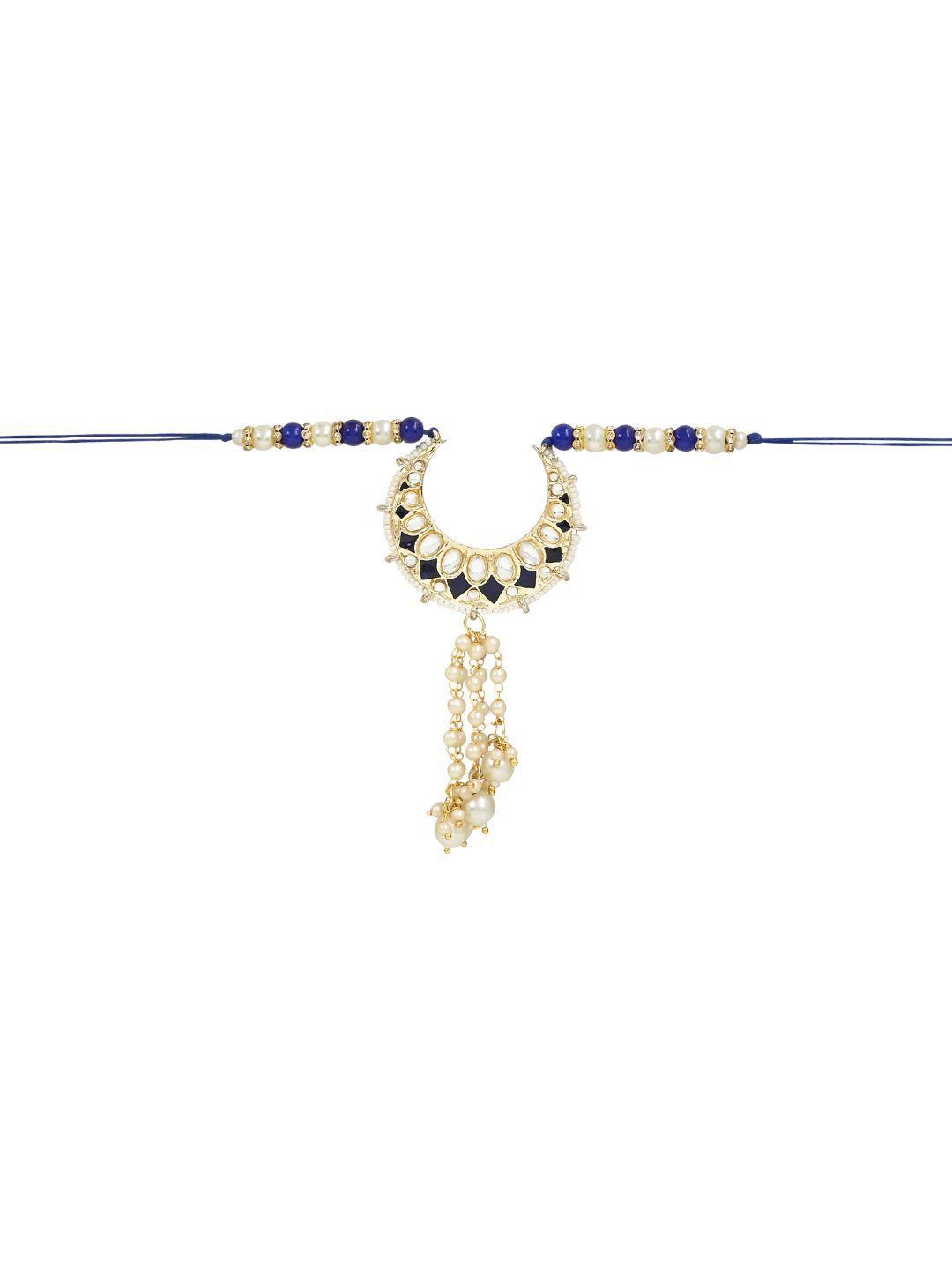 i jewels women kundan studded & pearl beaded hanging lumba rakhi