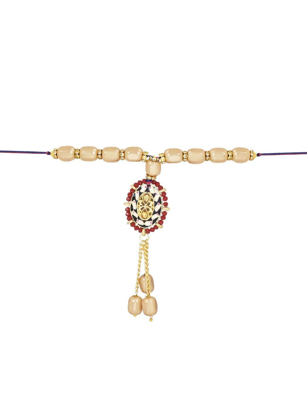 i jewels women pearls beaded lumba hanging thread rakhi