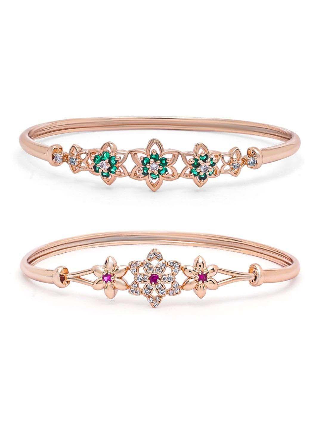 i jewels women set of 2 rose gold-plated bangle-style bracelet
