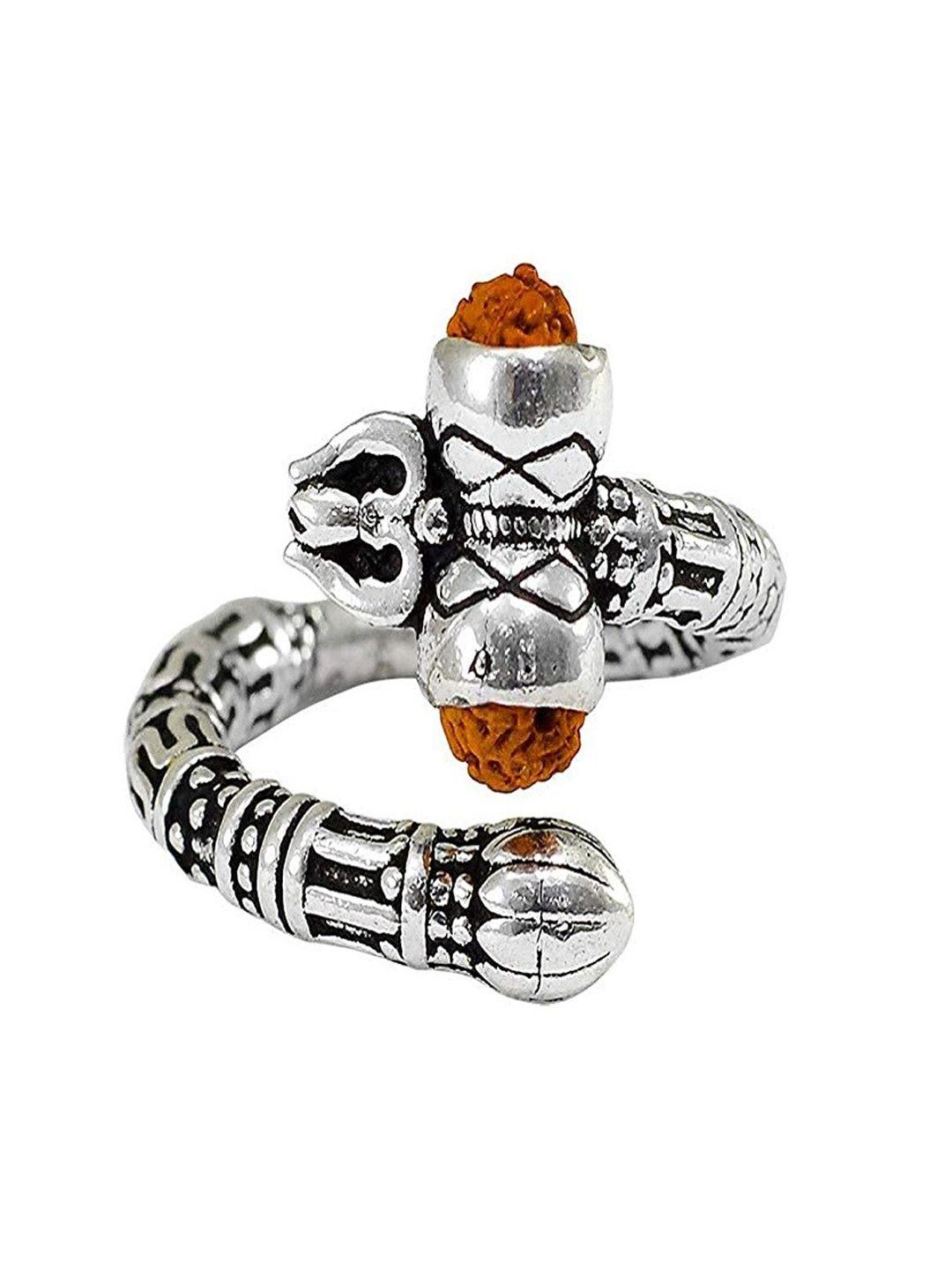 i jewels women silver-plated oxidised adjustable finger ring