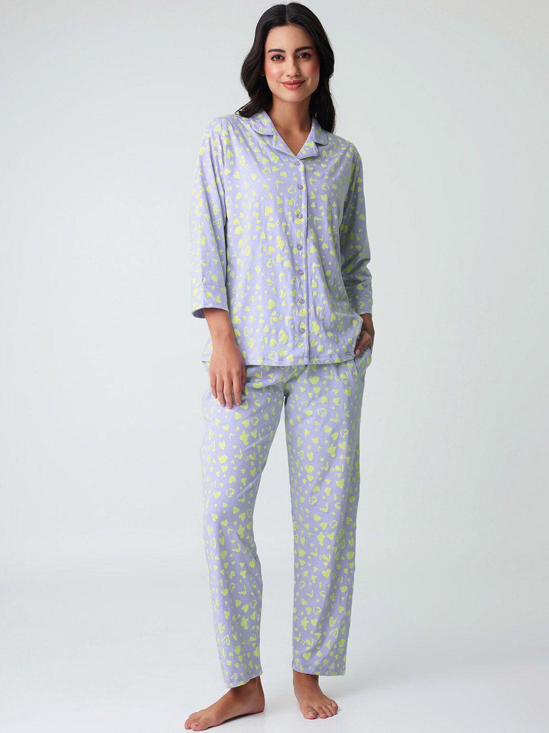 i like me conversational printed pure cotton night suit