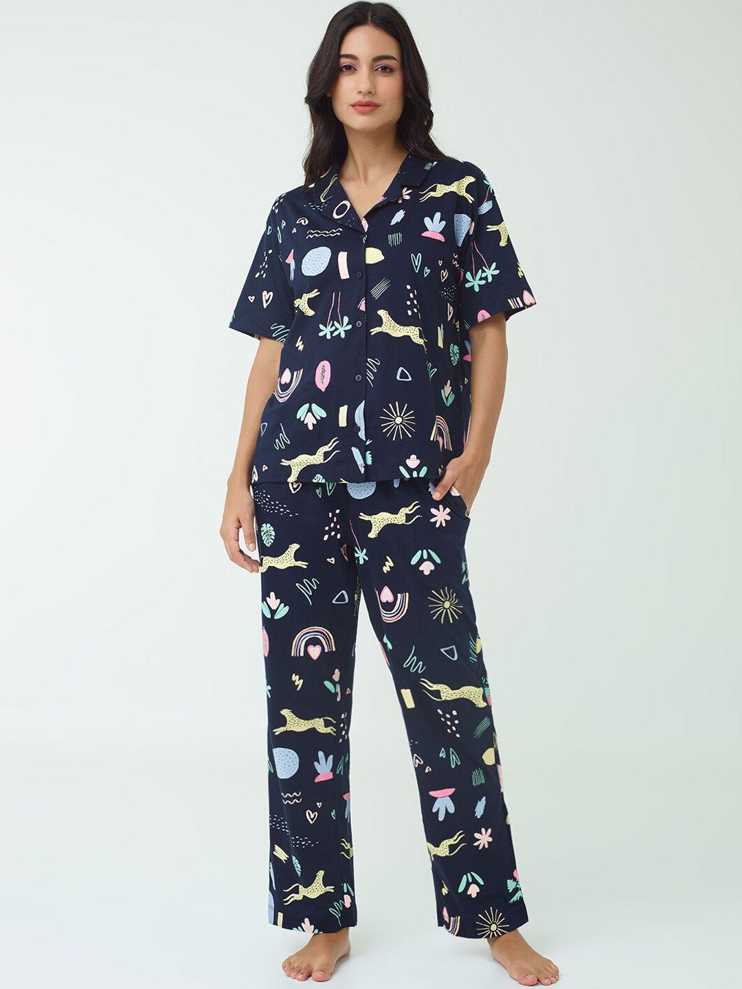 i like me conversational printed pure cotton night suit