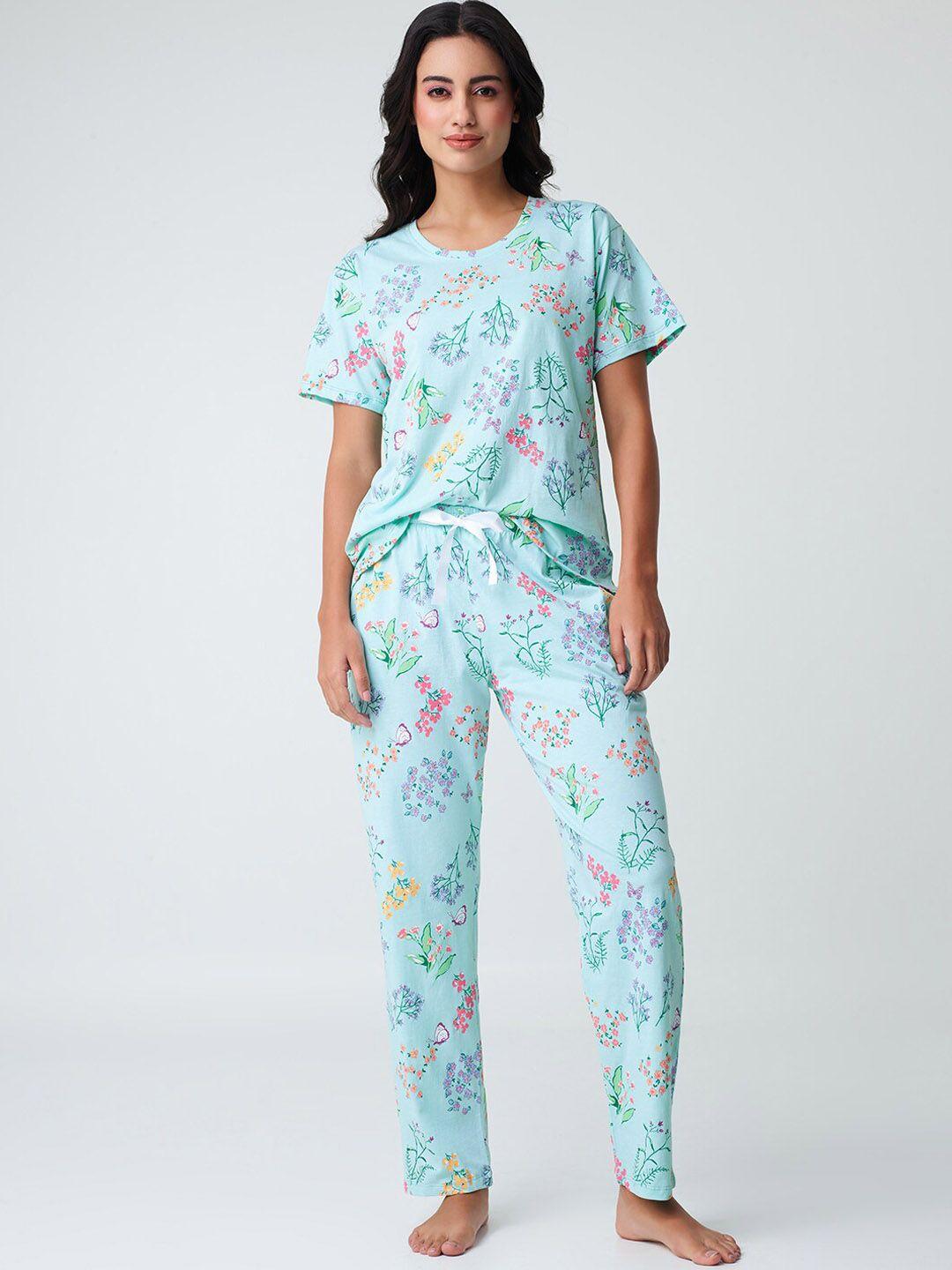 i like me floral printed cotton night suit