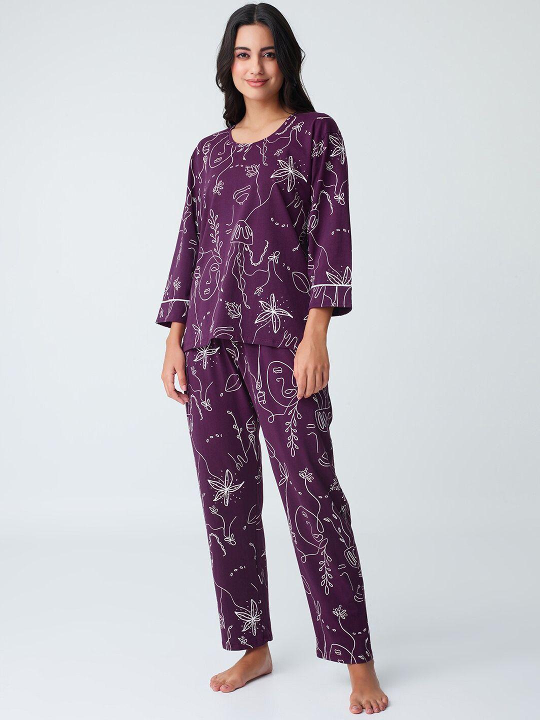 i like me floral printed pure cotton night suit