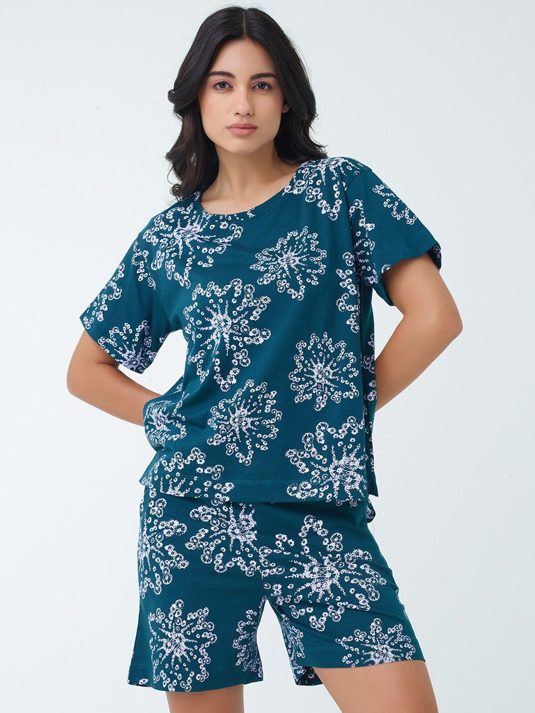 i like me floral printed pure cotton night suit