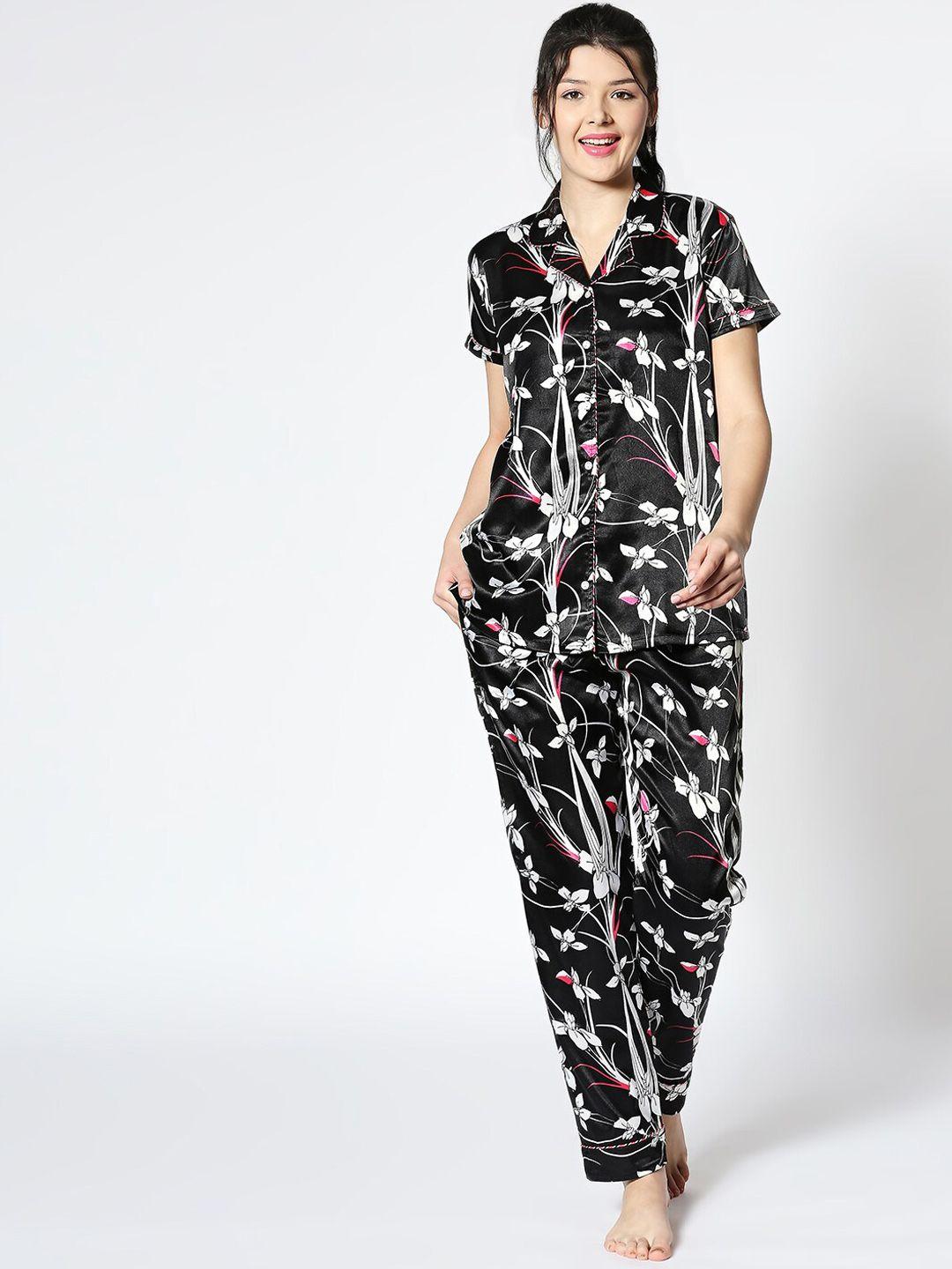 i like me floral printed satin night suit