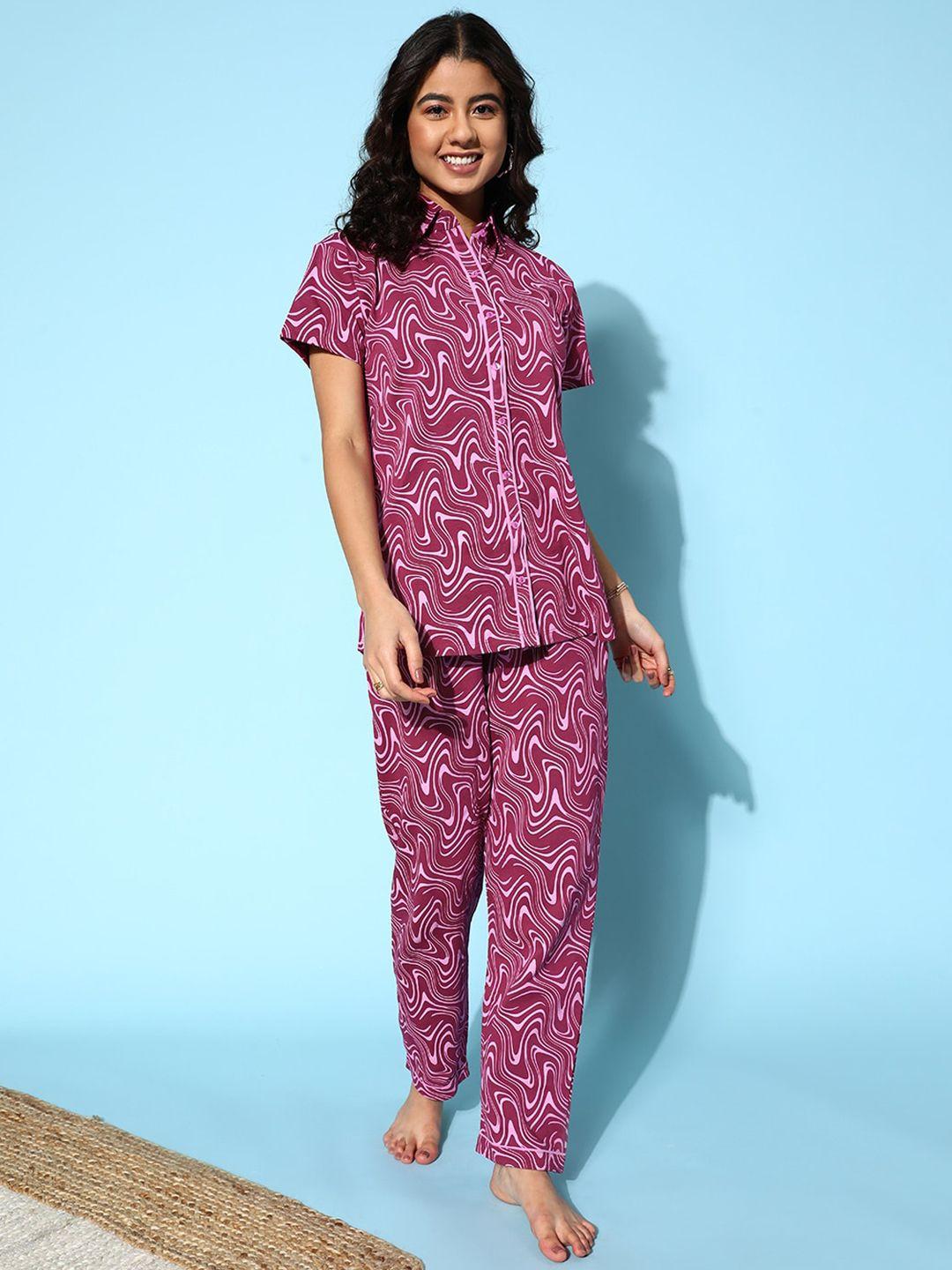 i like me graphic printed pure cotton night suit