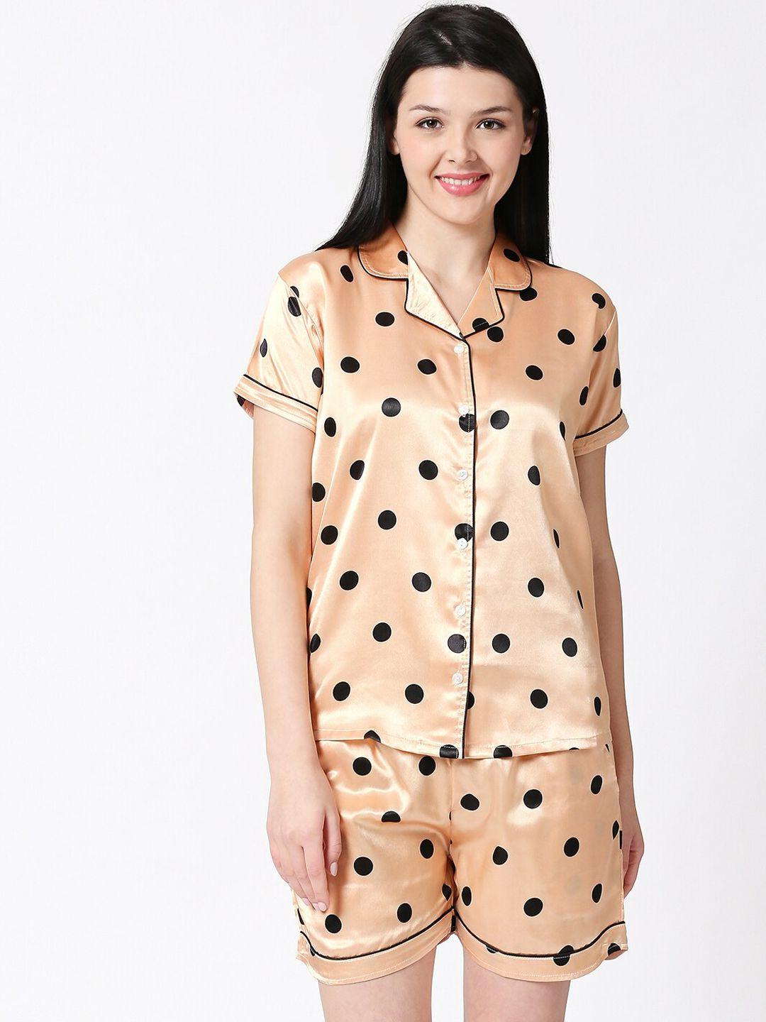 i like me women brown & black printed night suit