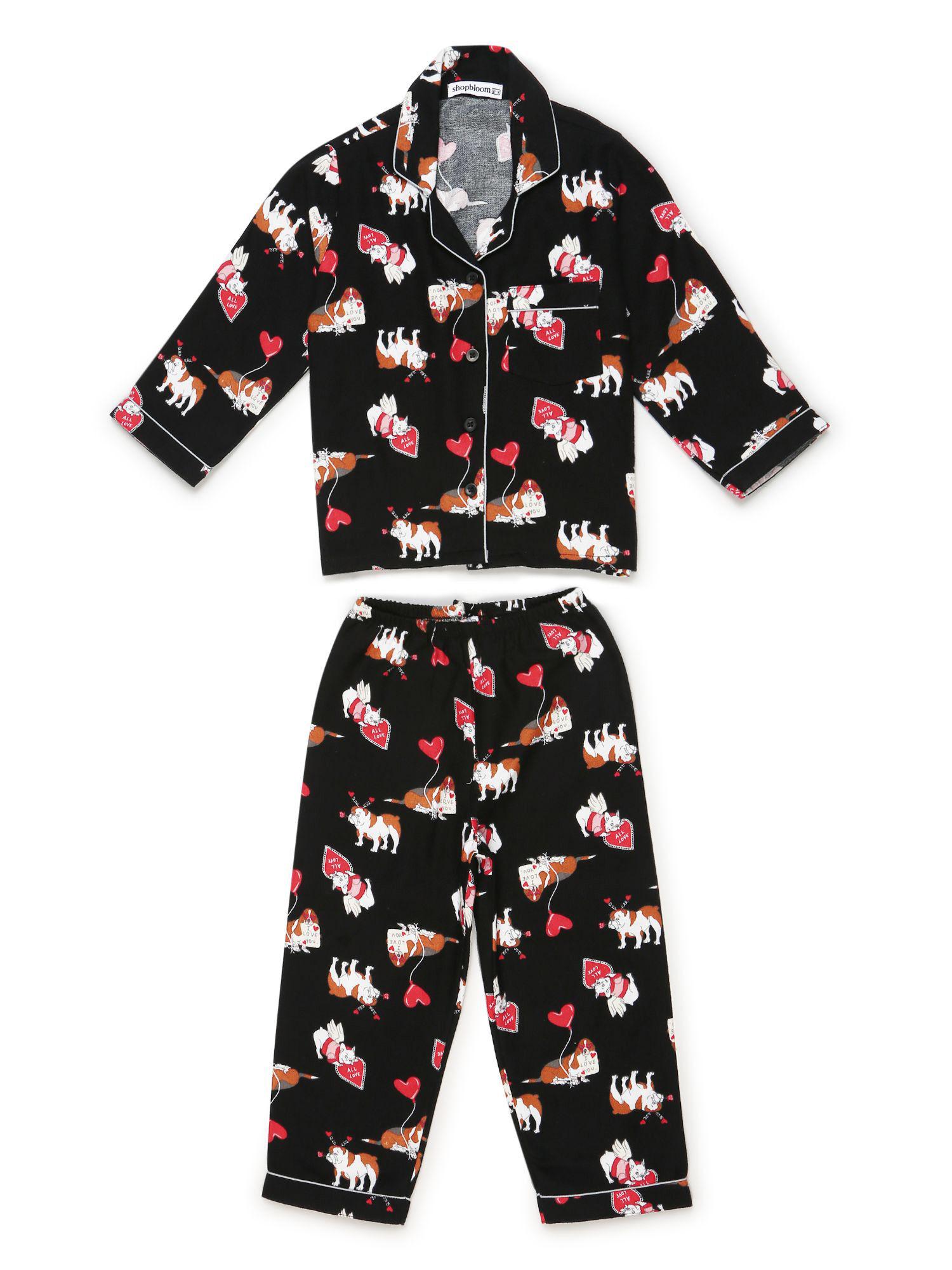 i love dogs print cotton flannel long sleeve kid's night suit