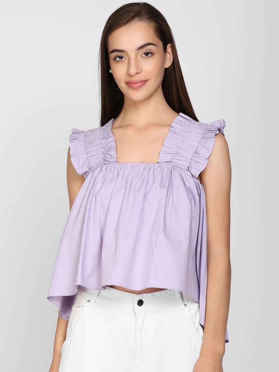 i love she lavender high-low crop top