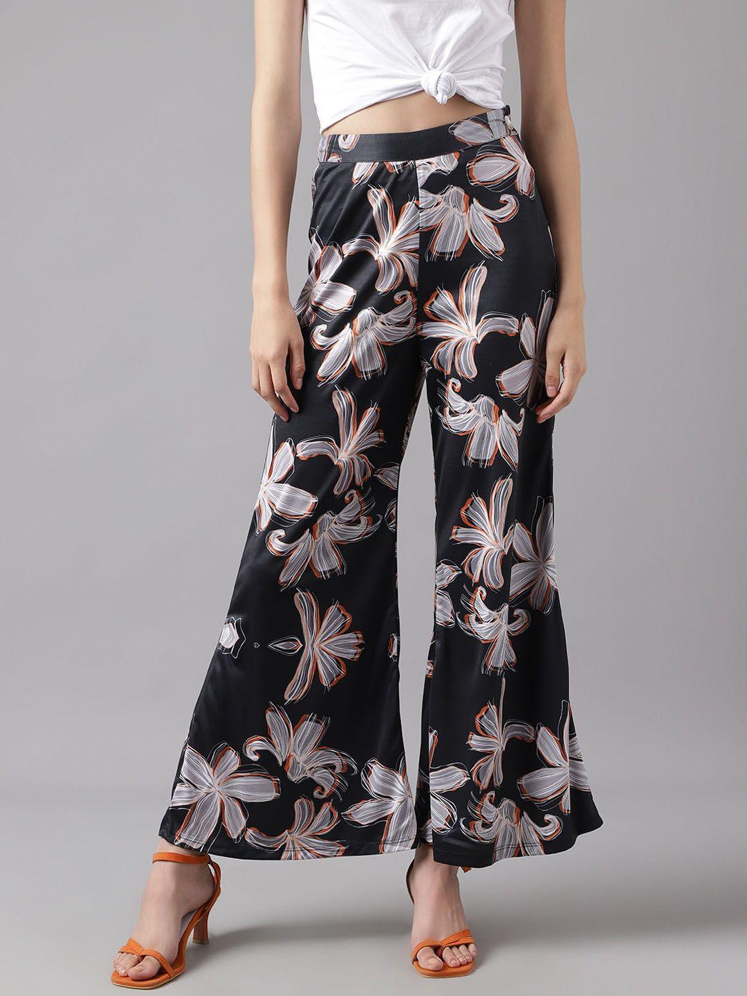 i love she women floral printed relaxed high rise bootcut trousers