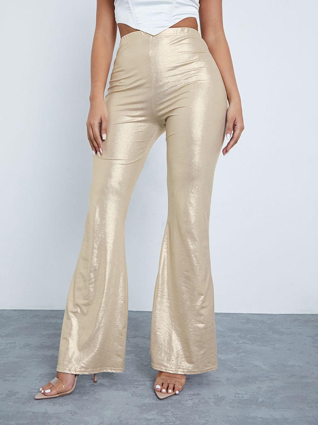 i saw it first women golden flared trousers
