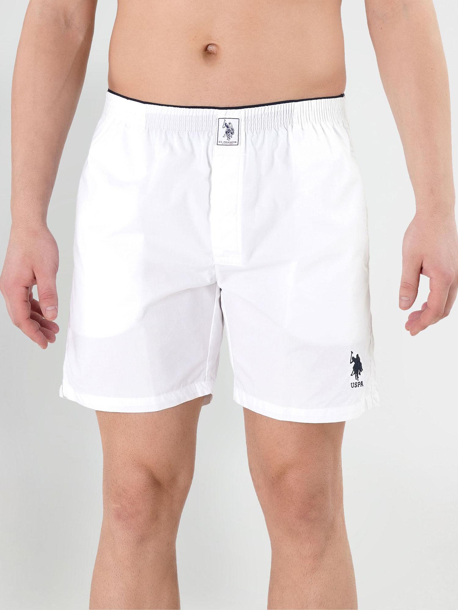 i108 comfort fit solid white cotton boxers white