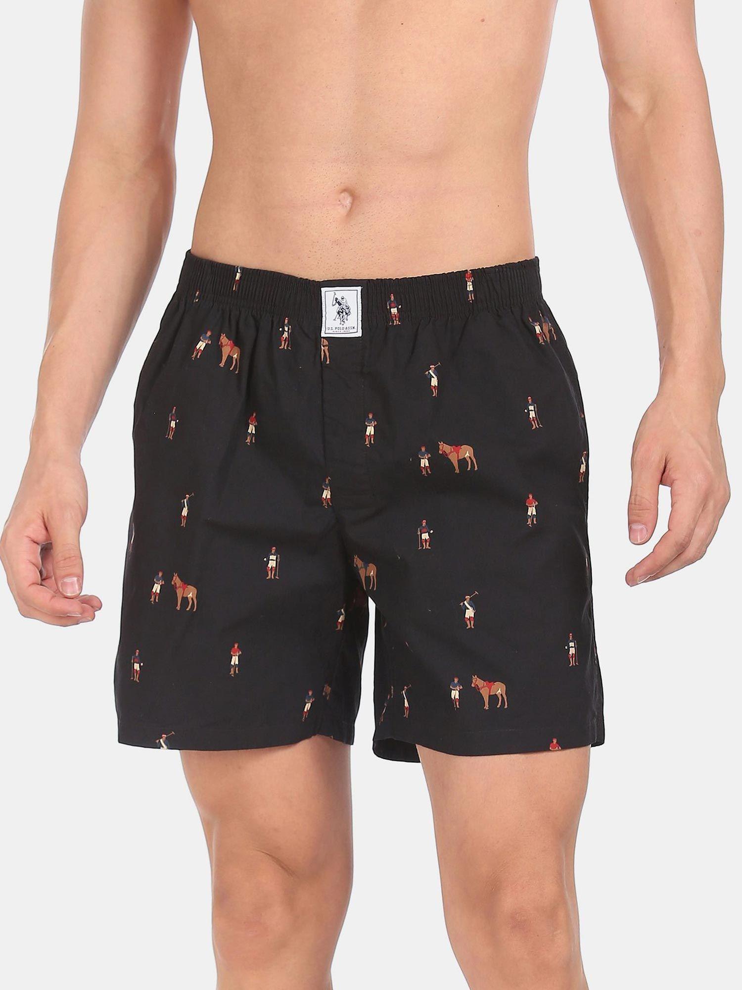 i664 comfort fit black print cotton boxers black