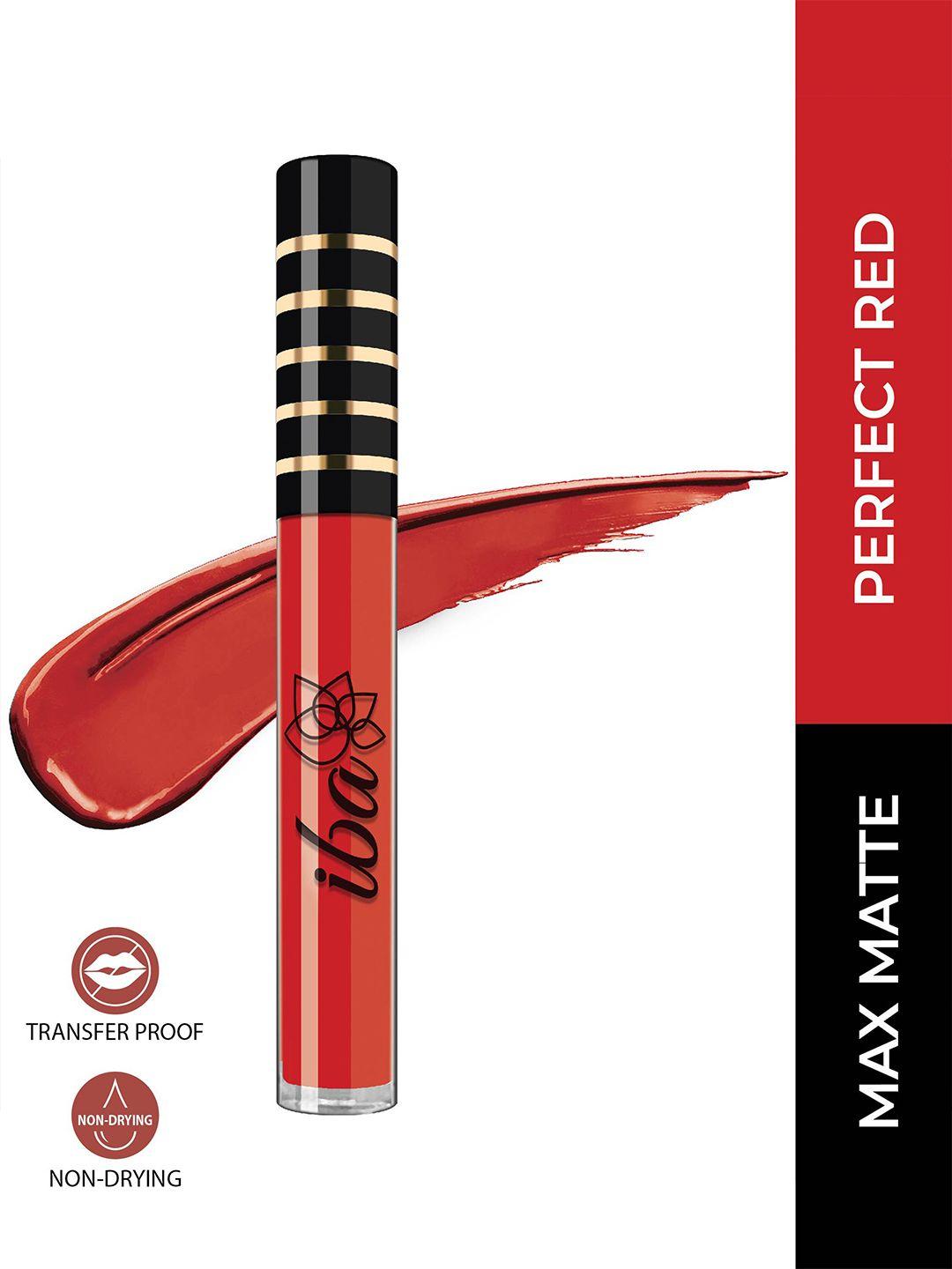 iba maxx matte transfer-proof liquid lipstick with argan oil 2.6 ml - perfect red