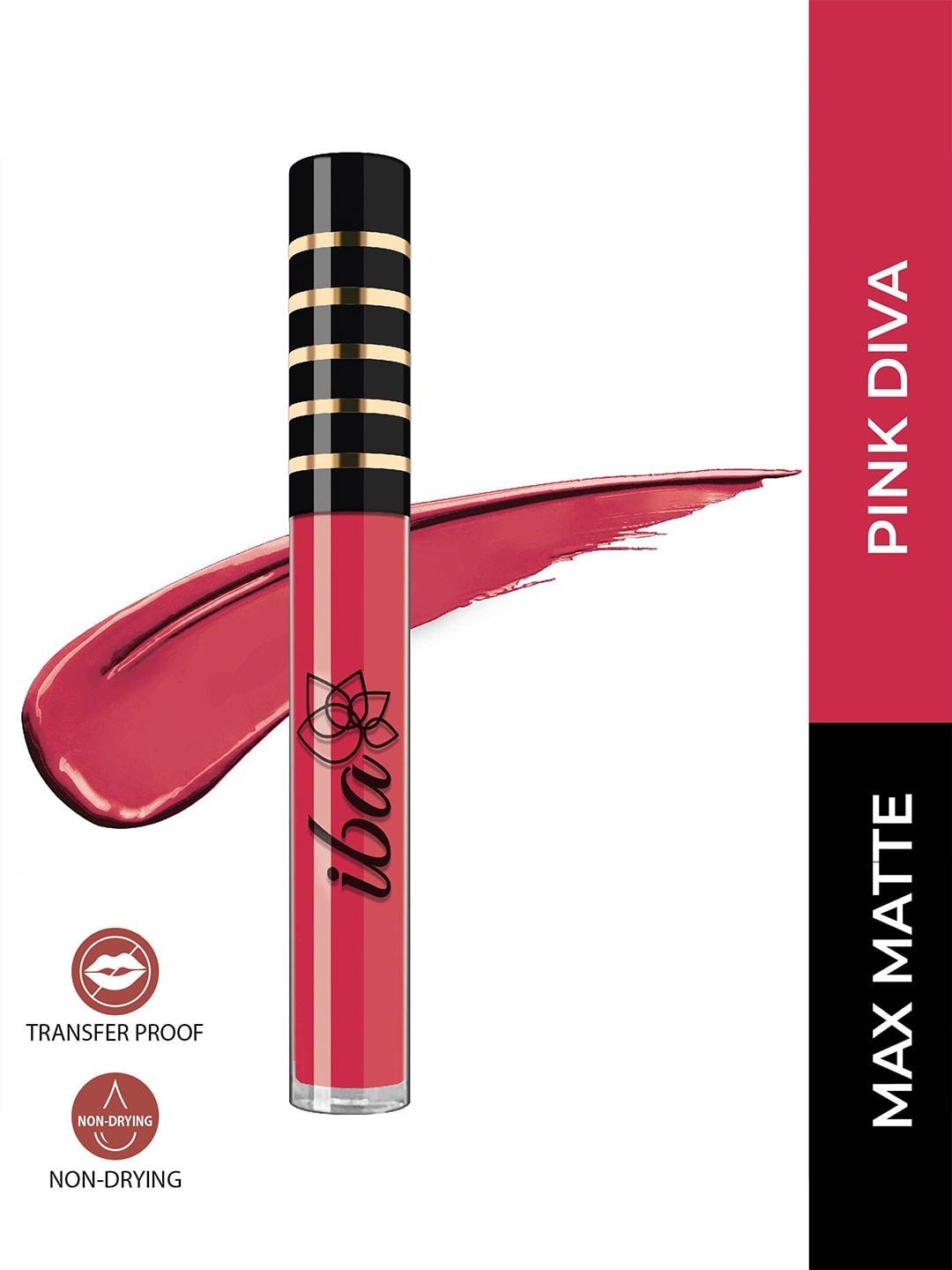 iba maxx matte transfer-proof liquid lipstick with argan oil 2.6 ml - pink diva
