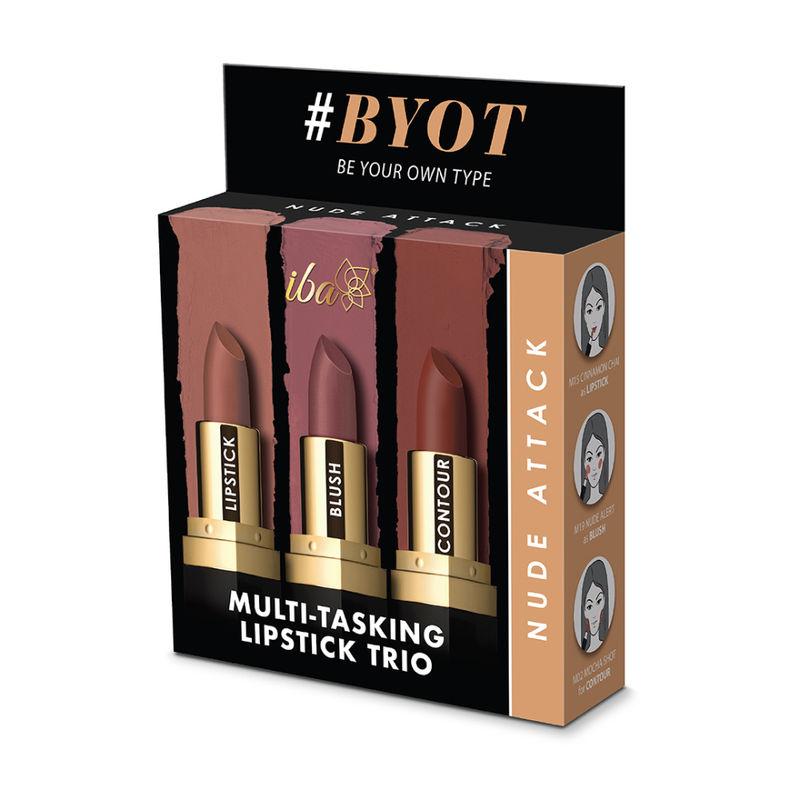 iba multi-tasking lipstick trio - nude attack (lipstick blush & contour)