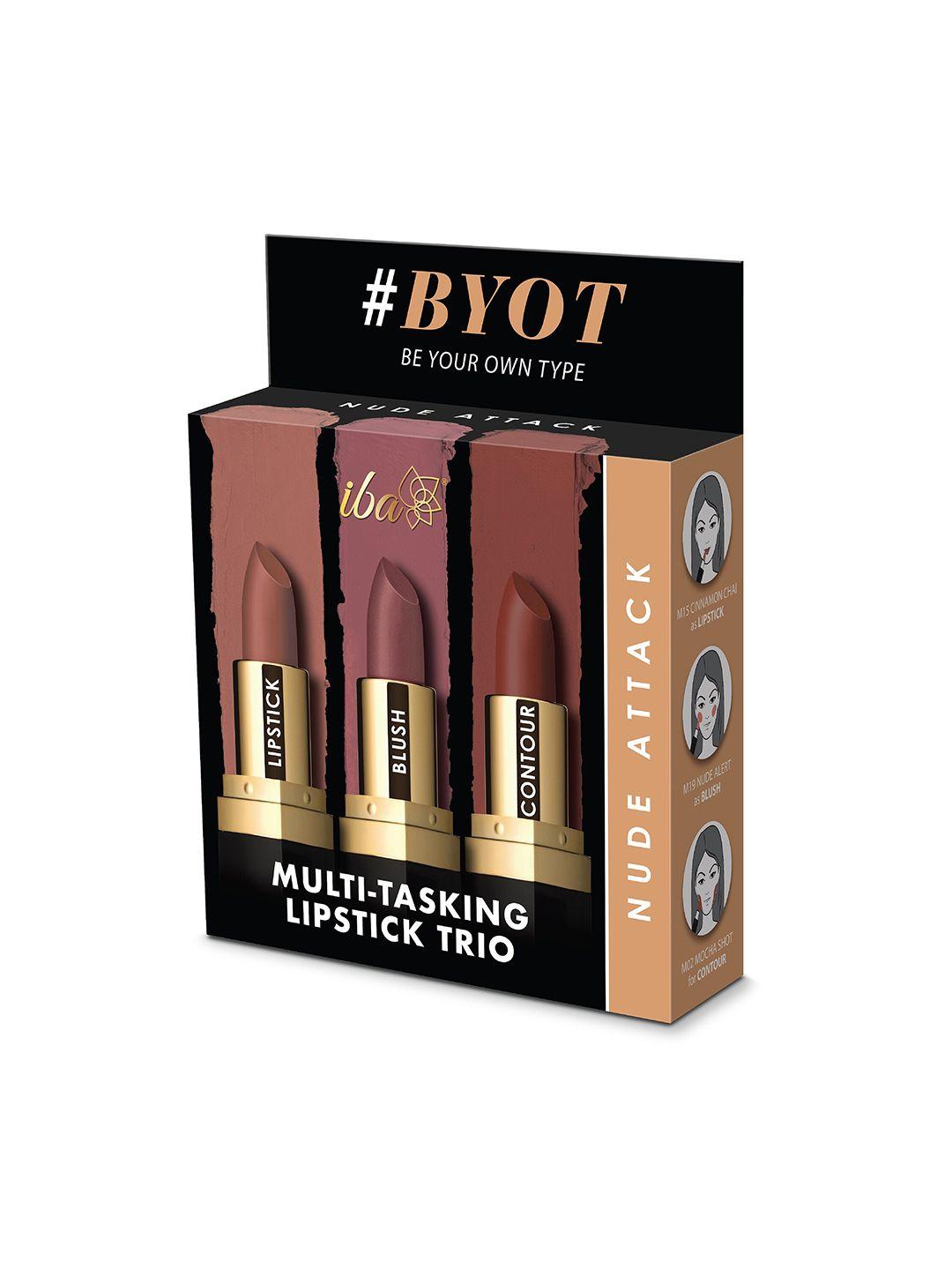 iba multi tasking lipstick trio - nude attack (lipstick, blush, contour)