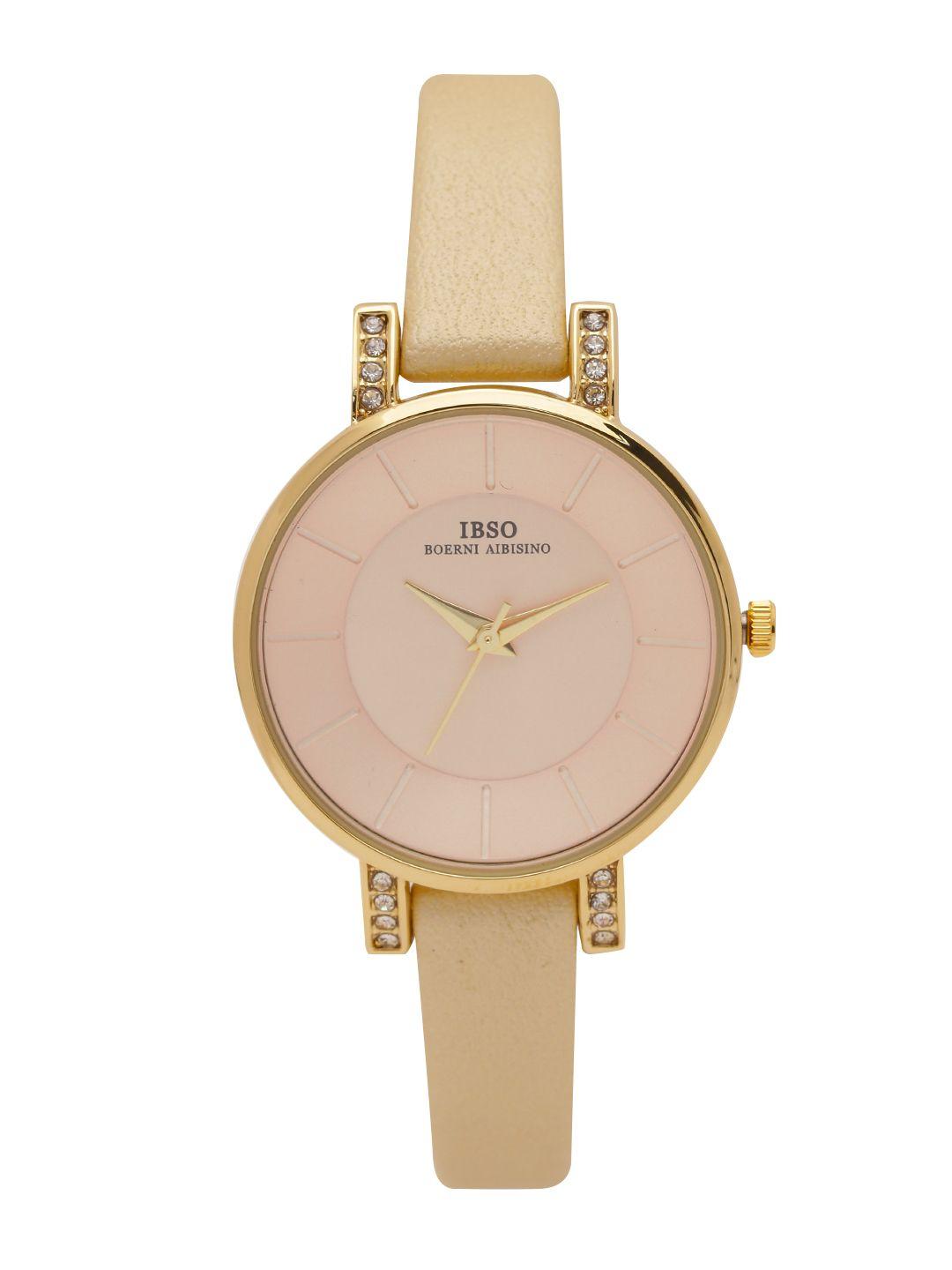 ibso women cream-coloured analogue watch ib222liv