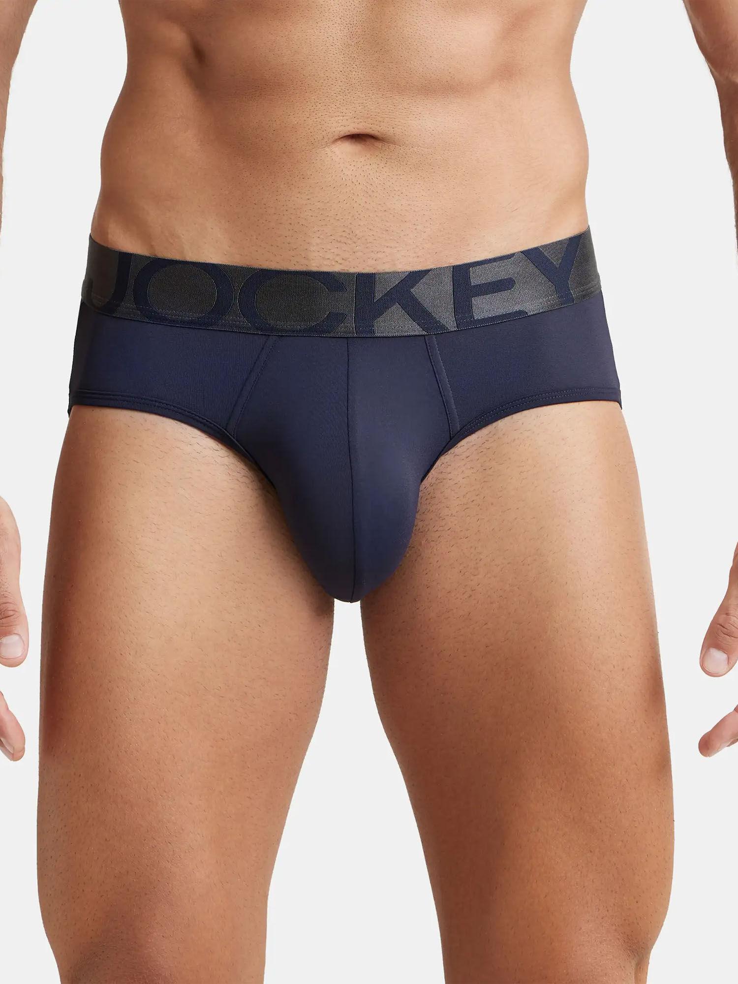 ic27 mens tactel microfiber elastane stretch solid brief - true navy