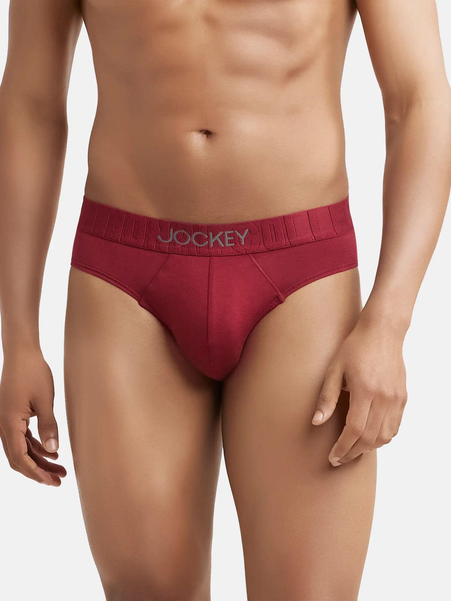 ic31 mens supima cotton solid brief with ultrasoft waistband-red