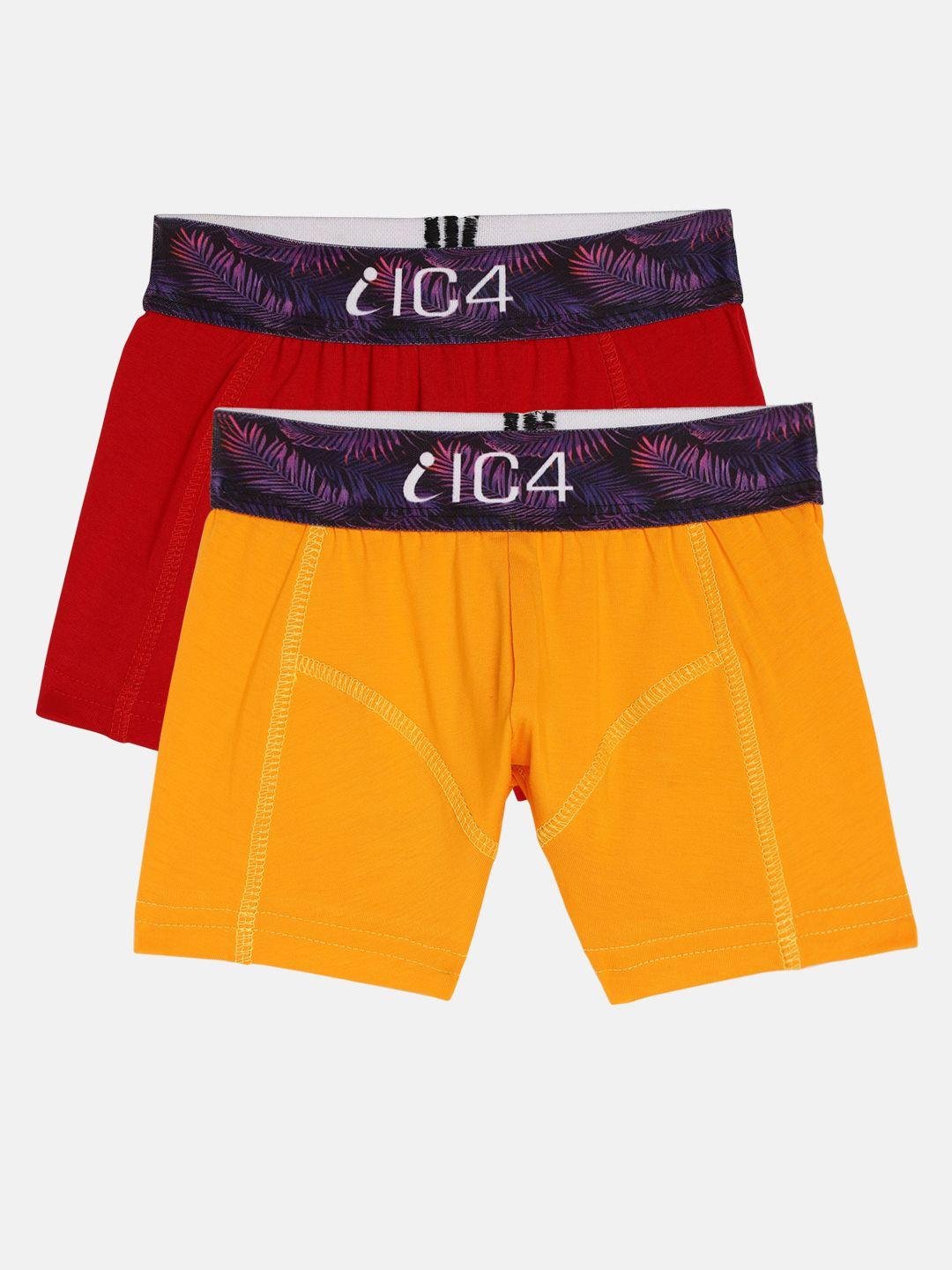 ic4 boy's pack of 2 red & yellow mini trunks