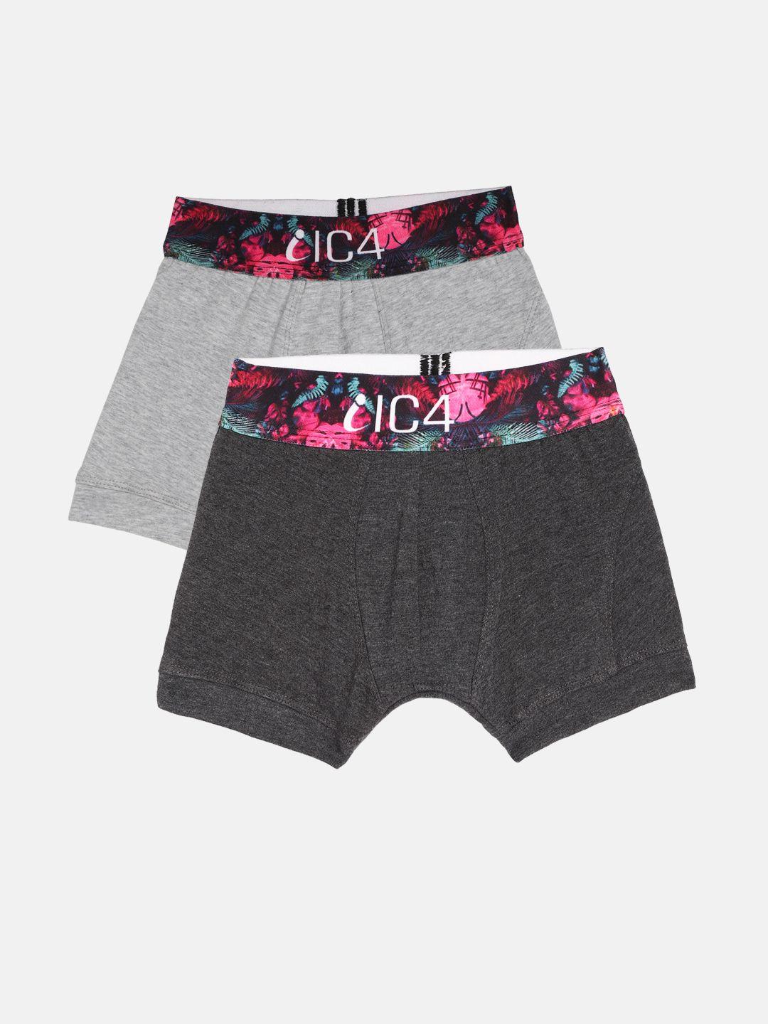 ic4 boys pack of 2 charcoal & grey solid trunks 0c-g-2001p2